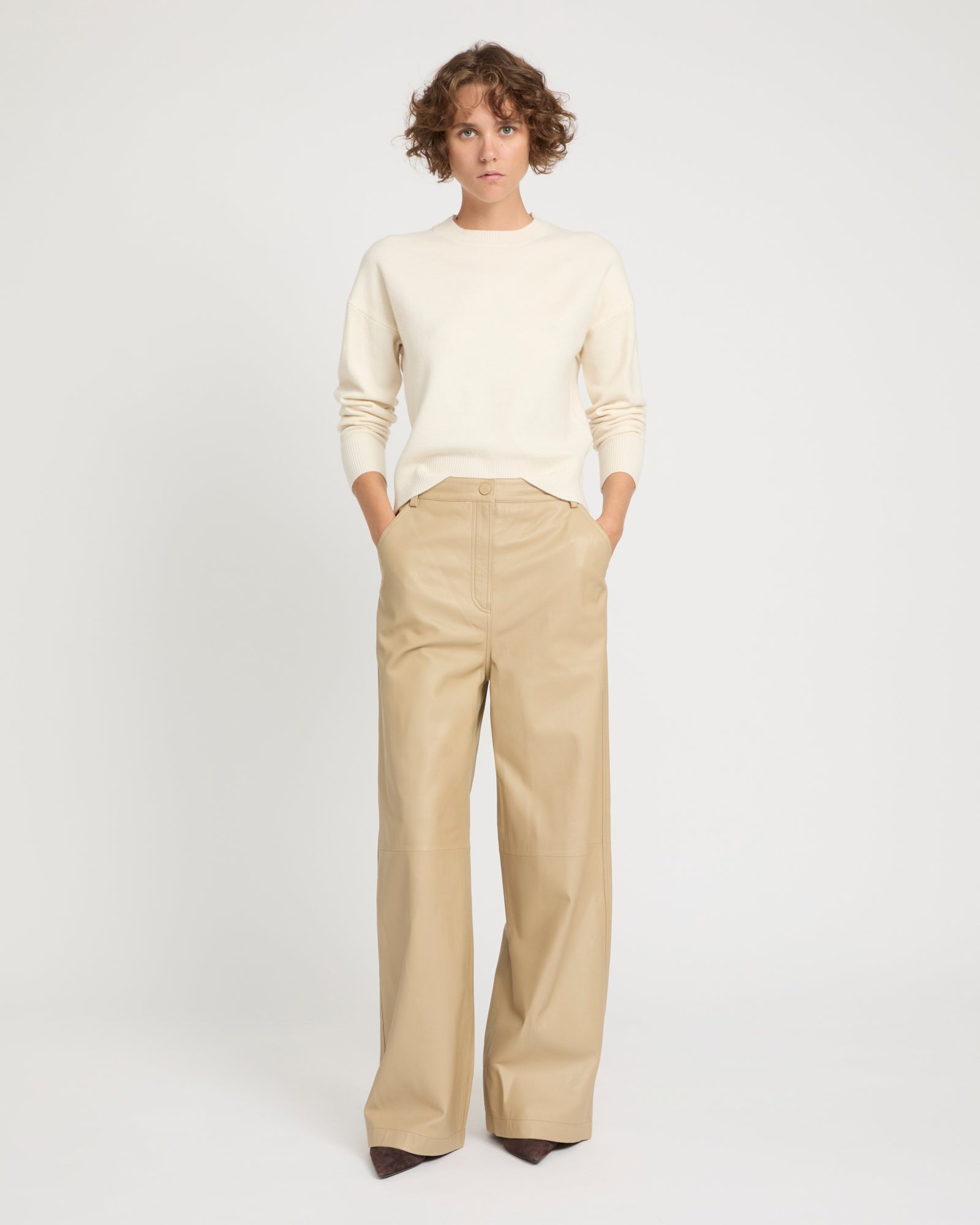 Straight trousers in lamb leather -Yves Salomon