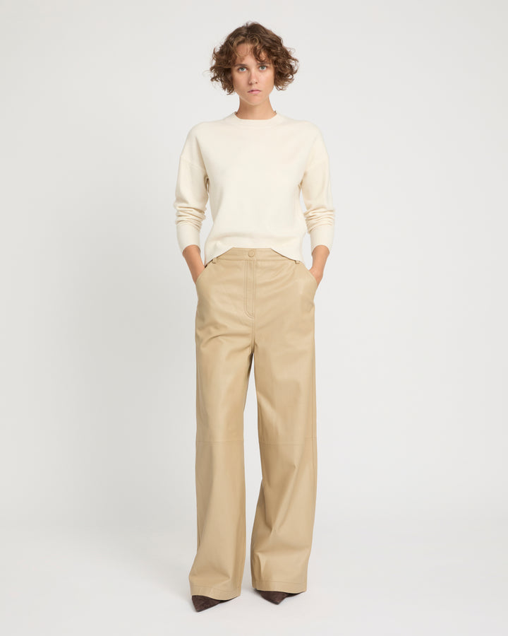 Straight trousers in lamb leather -Yves Salomon