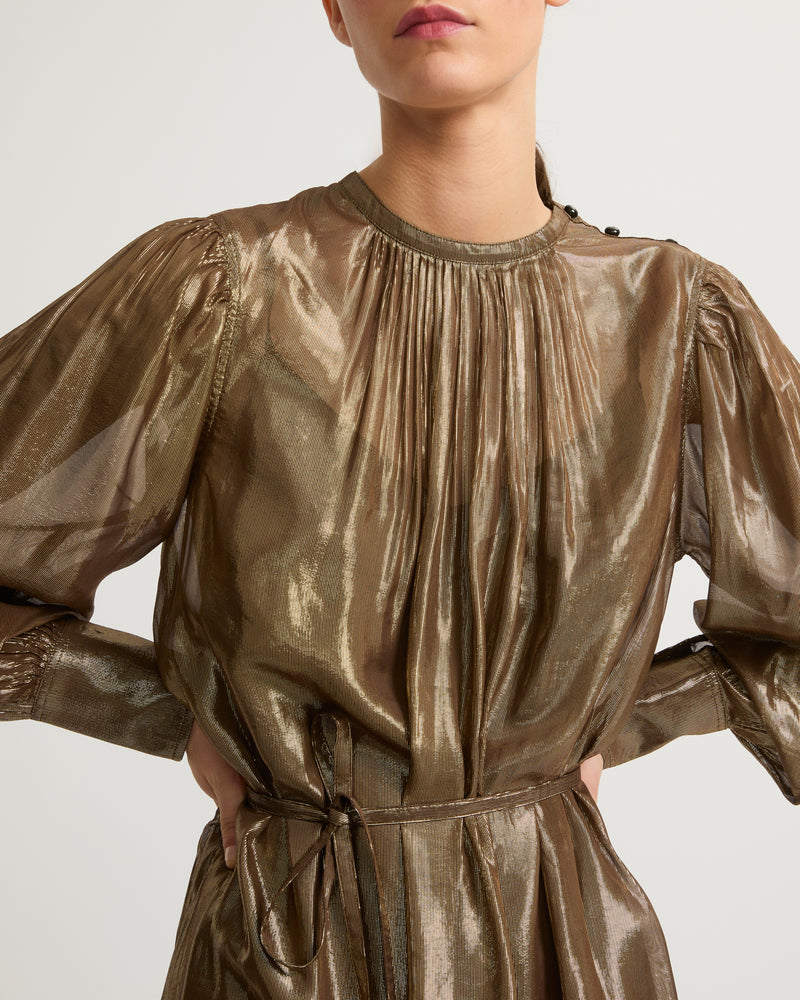 Midi dress in lamé fabric-Yves Salomon-Winter sale & boxing day