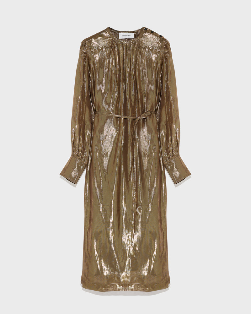 Midi dress in lamé fabric-Yves Salomon-Winter sale & boxing day