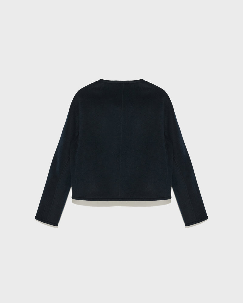 Double-sided cashmere blend round neck jacket