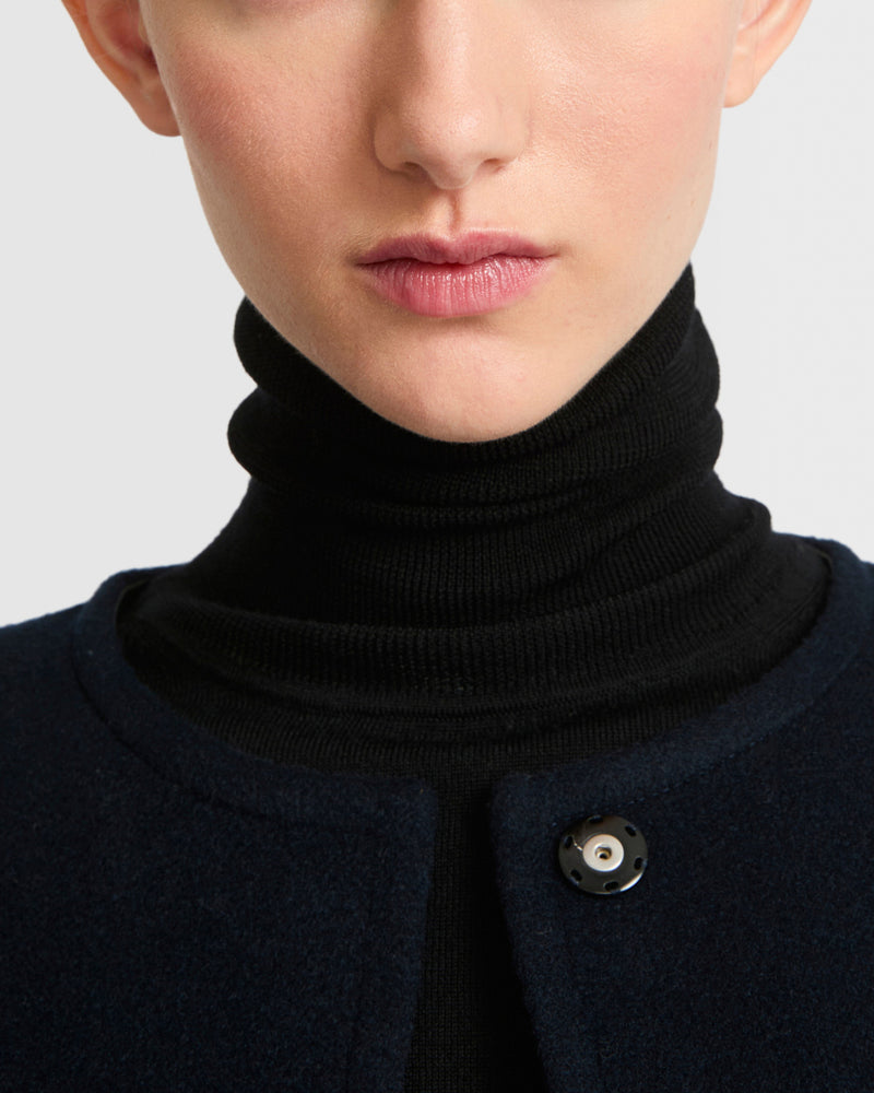 Double-sided cashmere blend round neck jacket