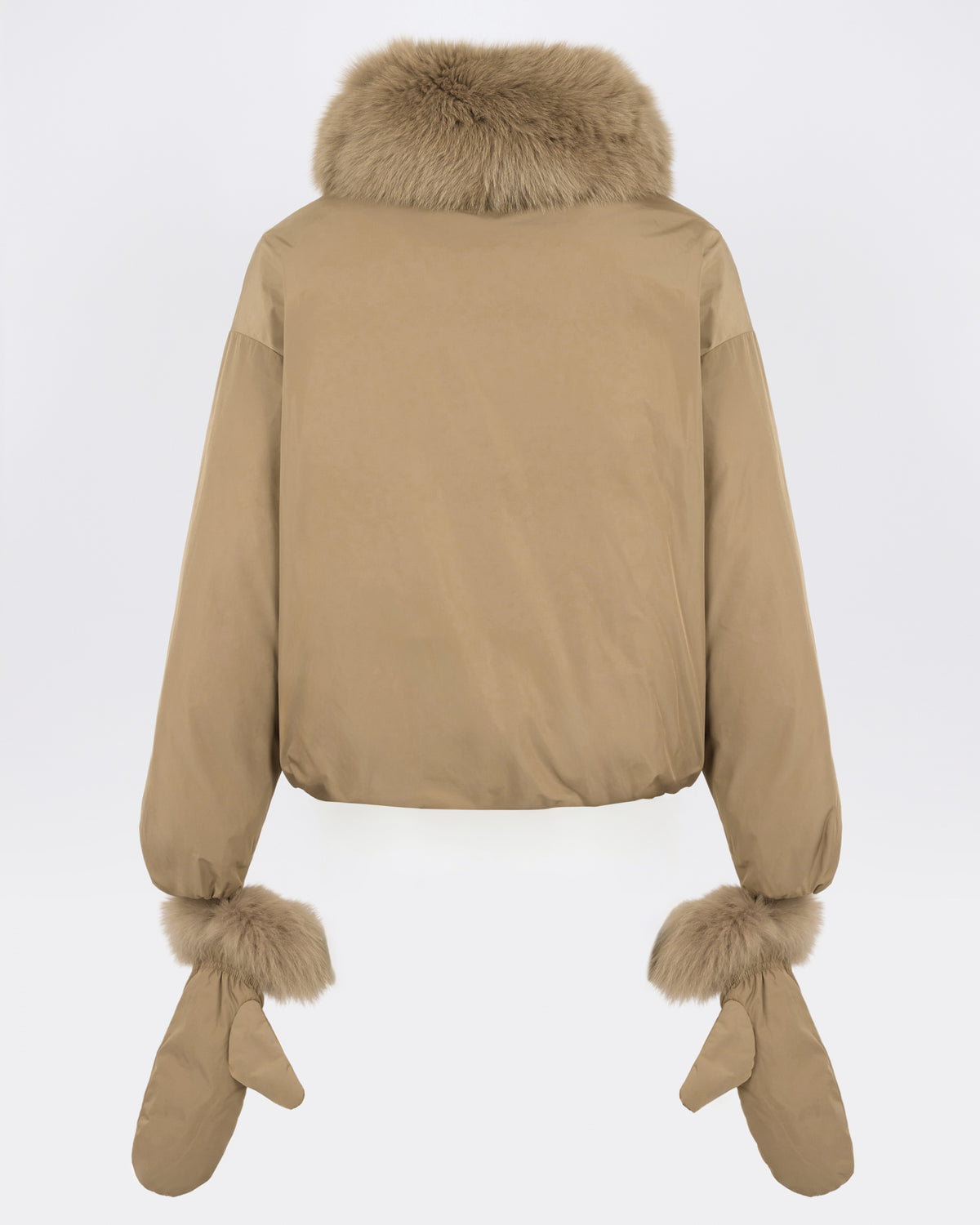 Short technical fabric down jacket with detachable fox fur collar - Yves Salomon - New Fall/Winter Collection