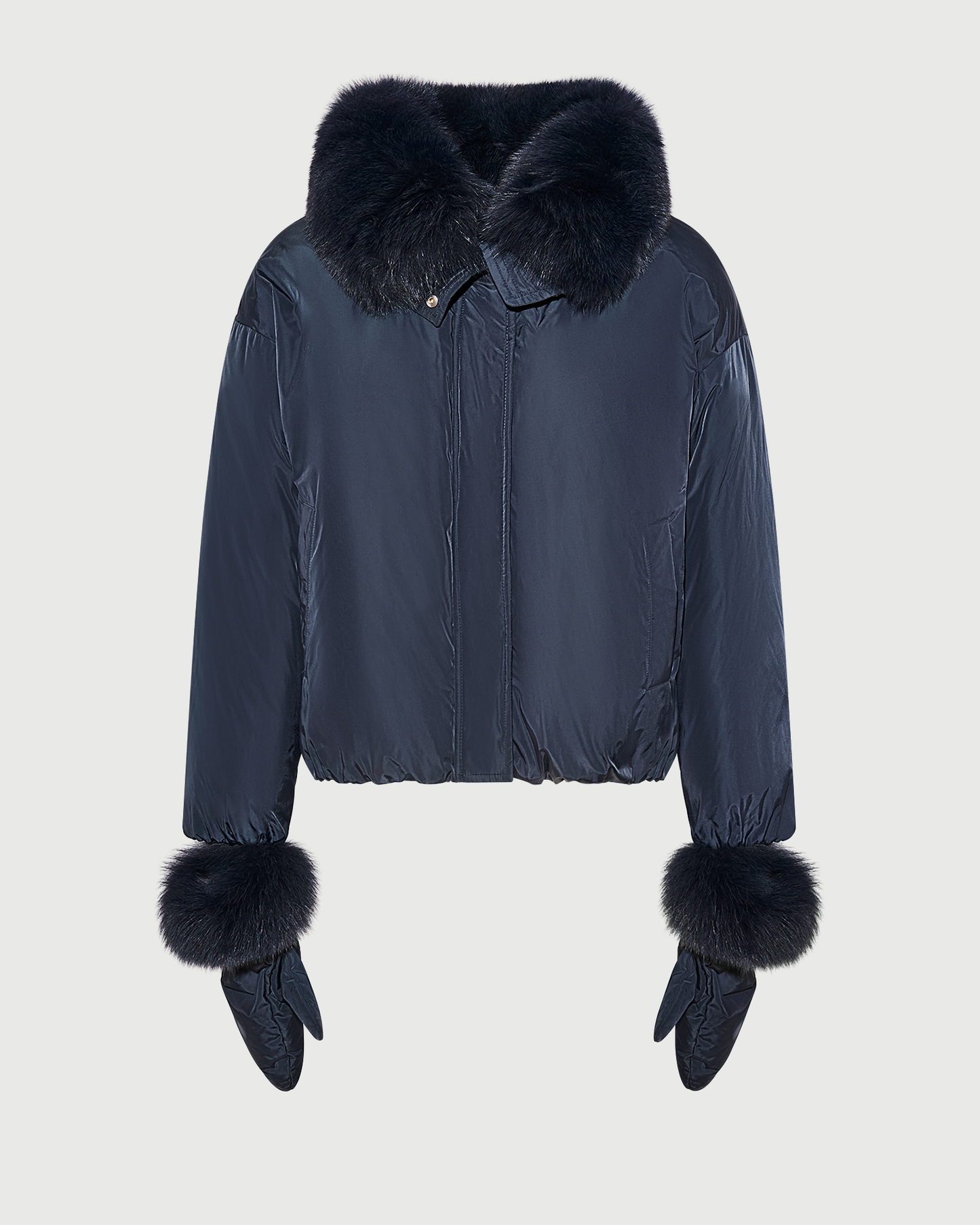 Short technical fabric down jacket with detachable fox fur collar - Yves Salomon - New Fall Winter Collection