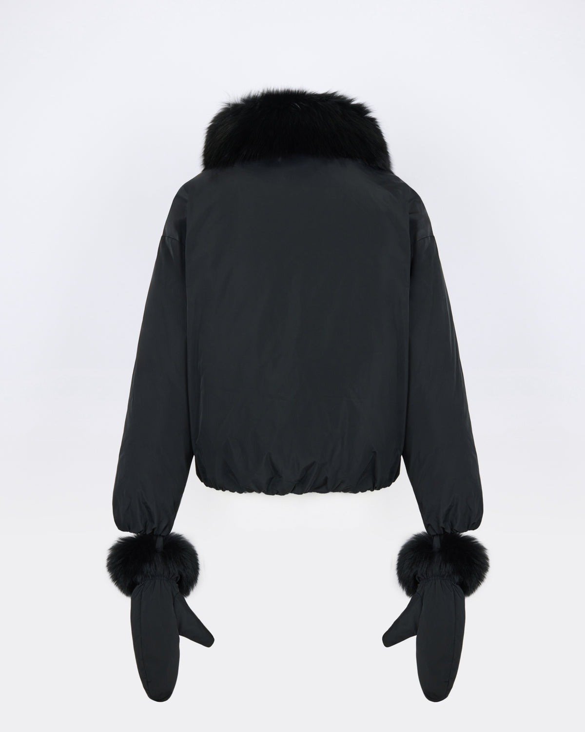 Short technical fabric down jacket with detachable fox fur collar - Yves Salomon - New Fall/Winter Collection