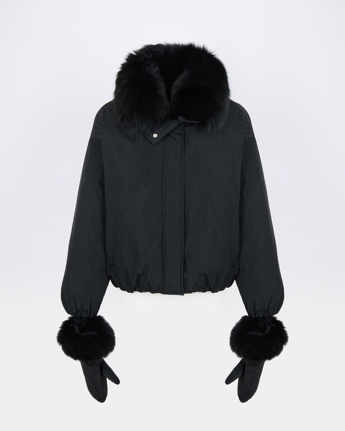 Short technical fabric down jacket with detachable fox fur collar - Yves Salomon - New Fall/Winter Collection