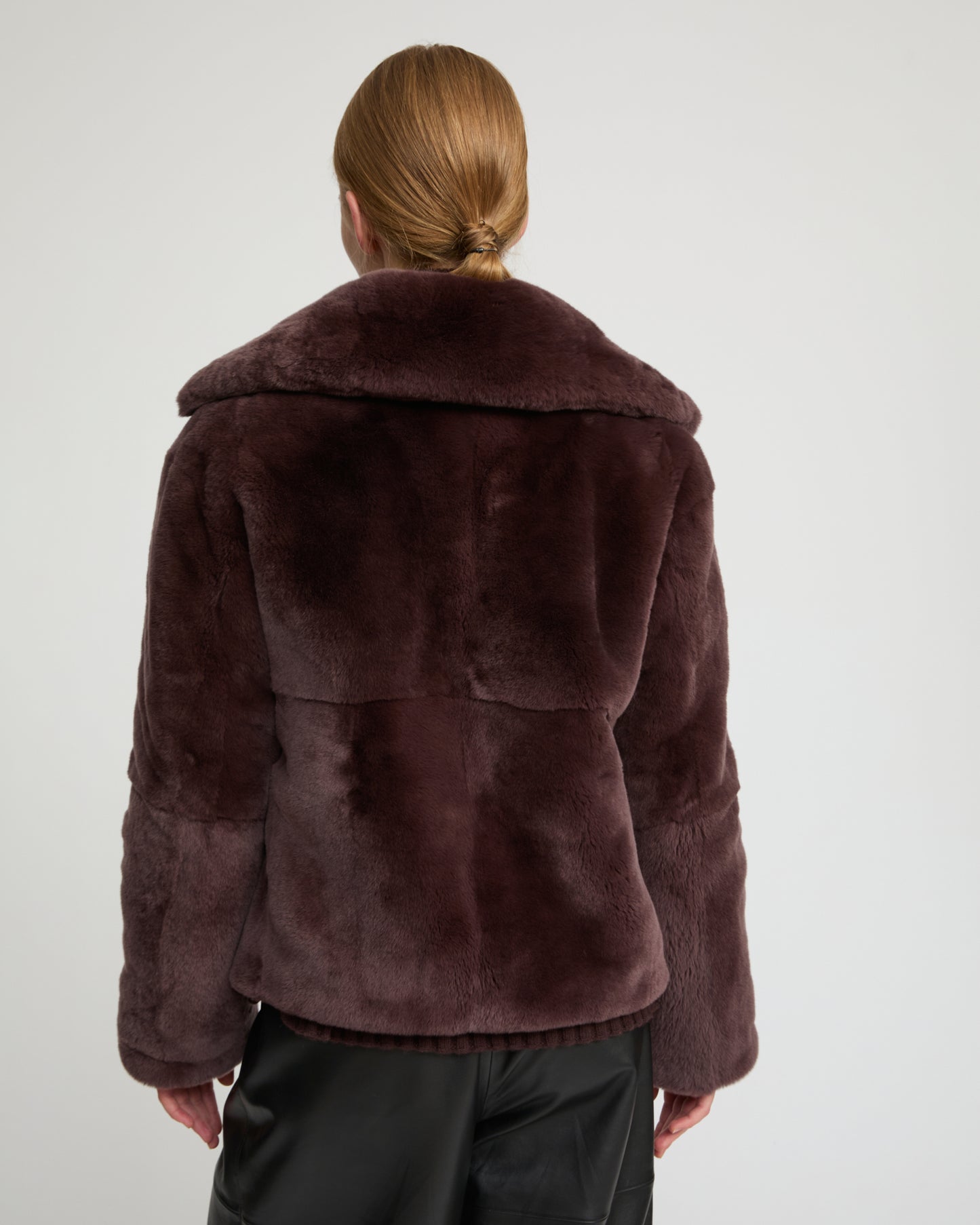Straight rex rabbit fur jacket