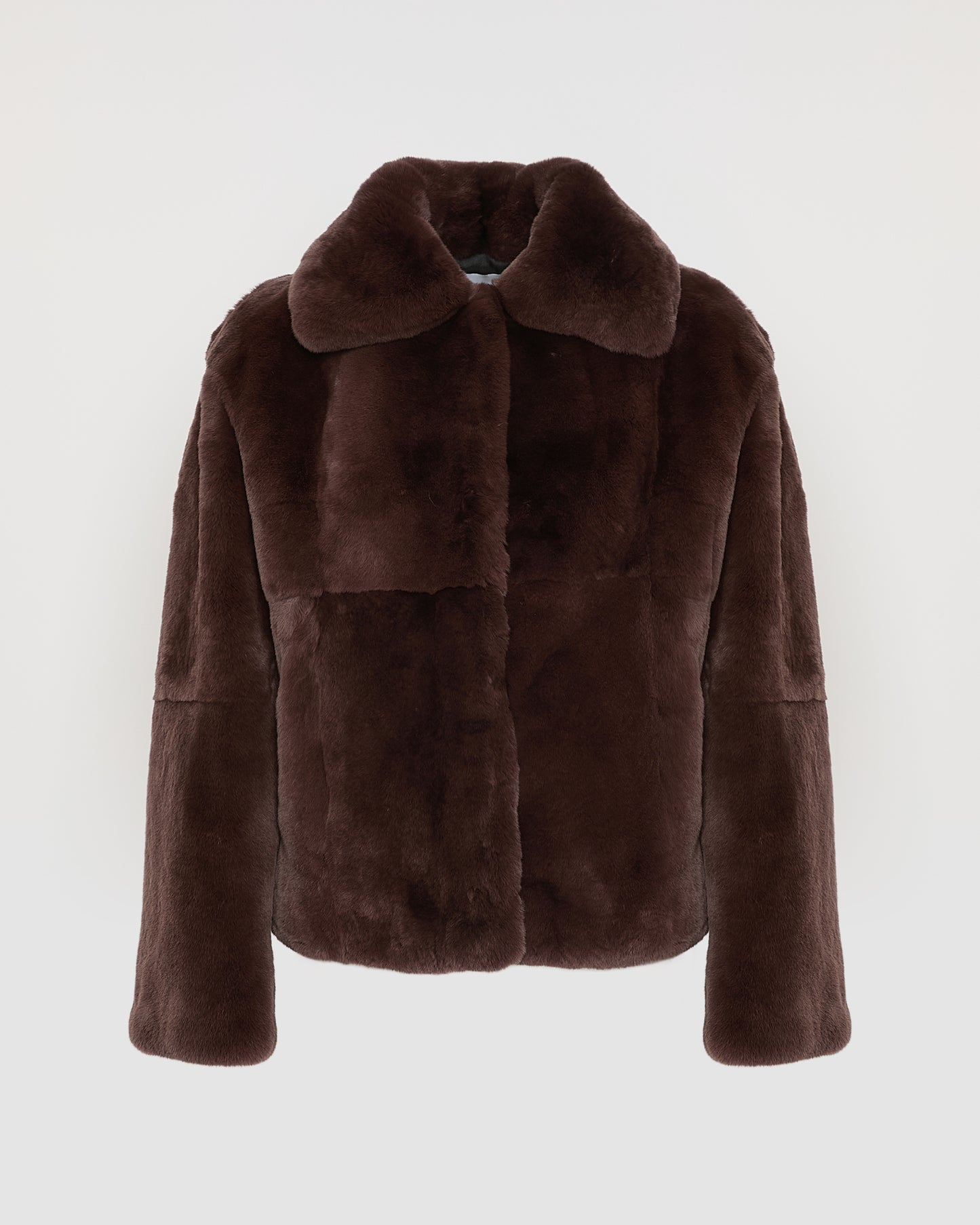 Straight rex rabbit fur jacket