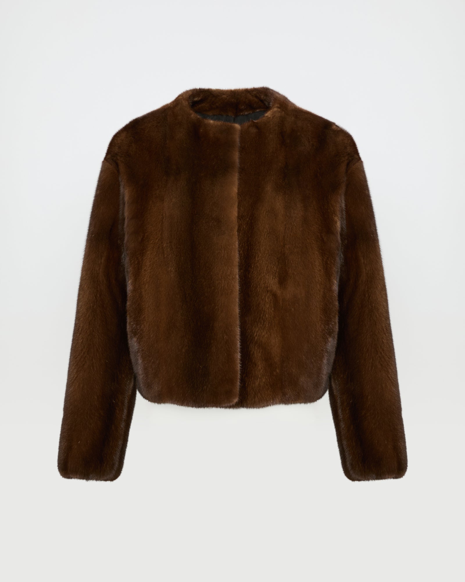 Long-haired mink fur round neck jacket -Yves Salomon