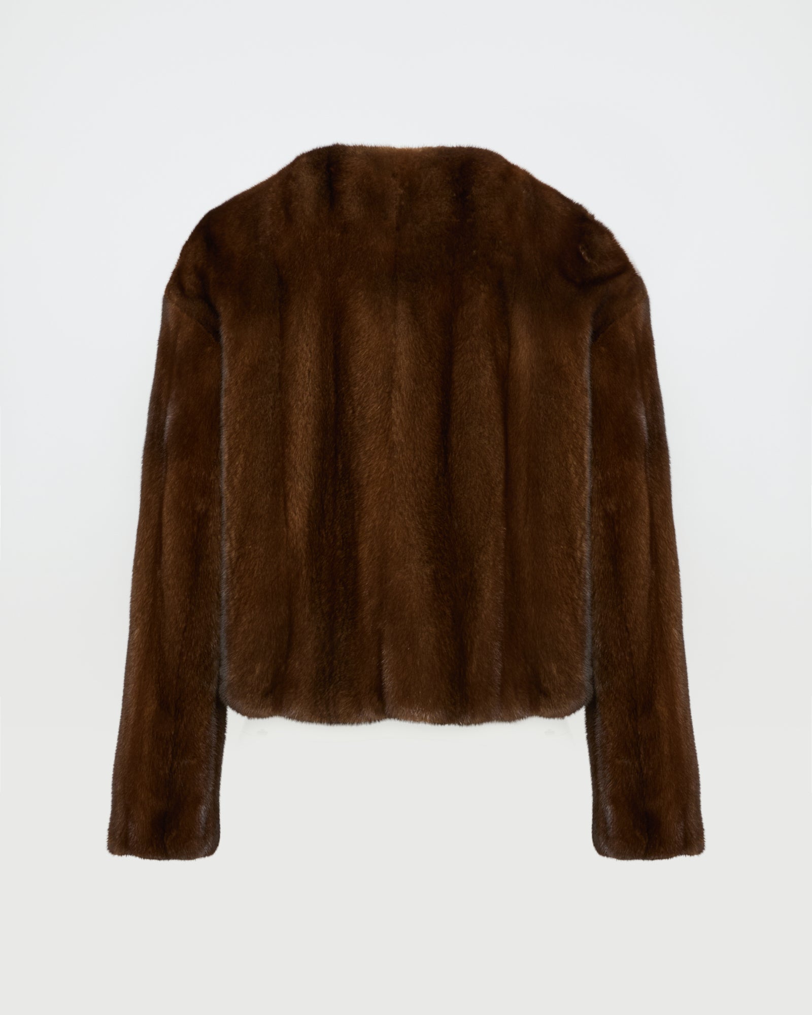 Long-haired mink fur round neck jacket -Yves Salomon
