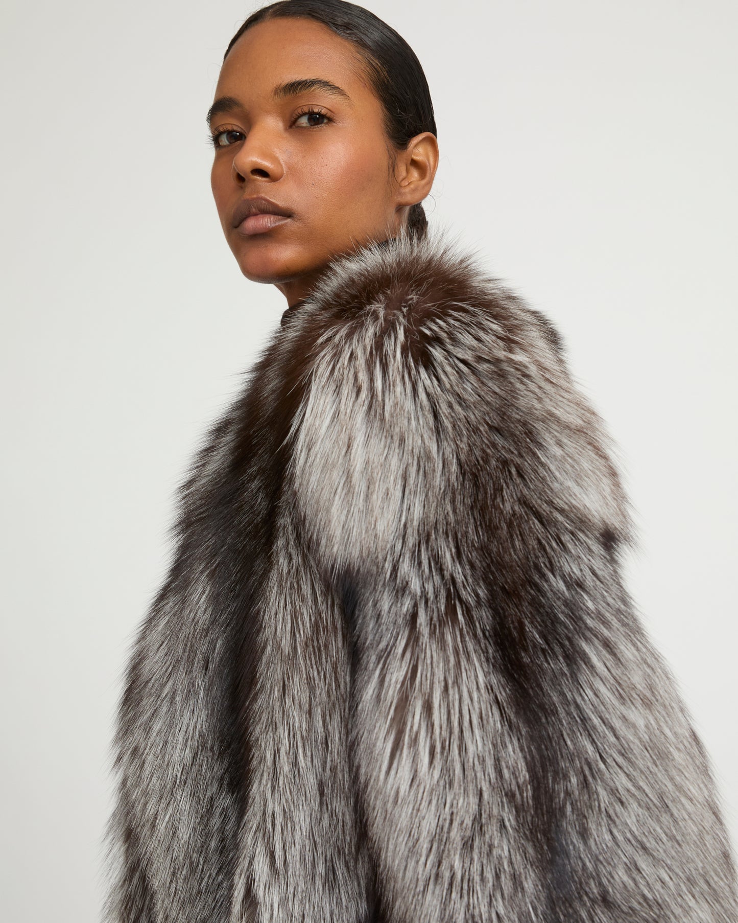 Straight fox fur jacket