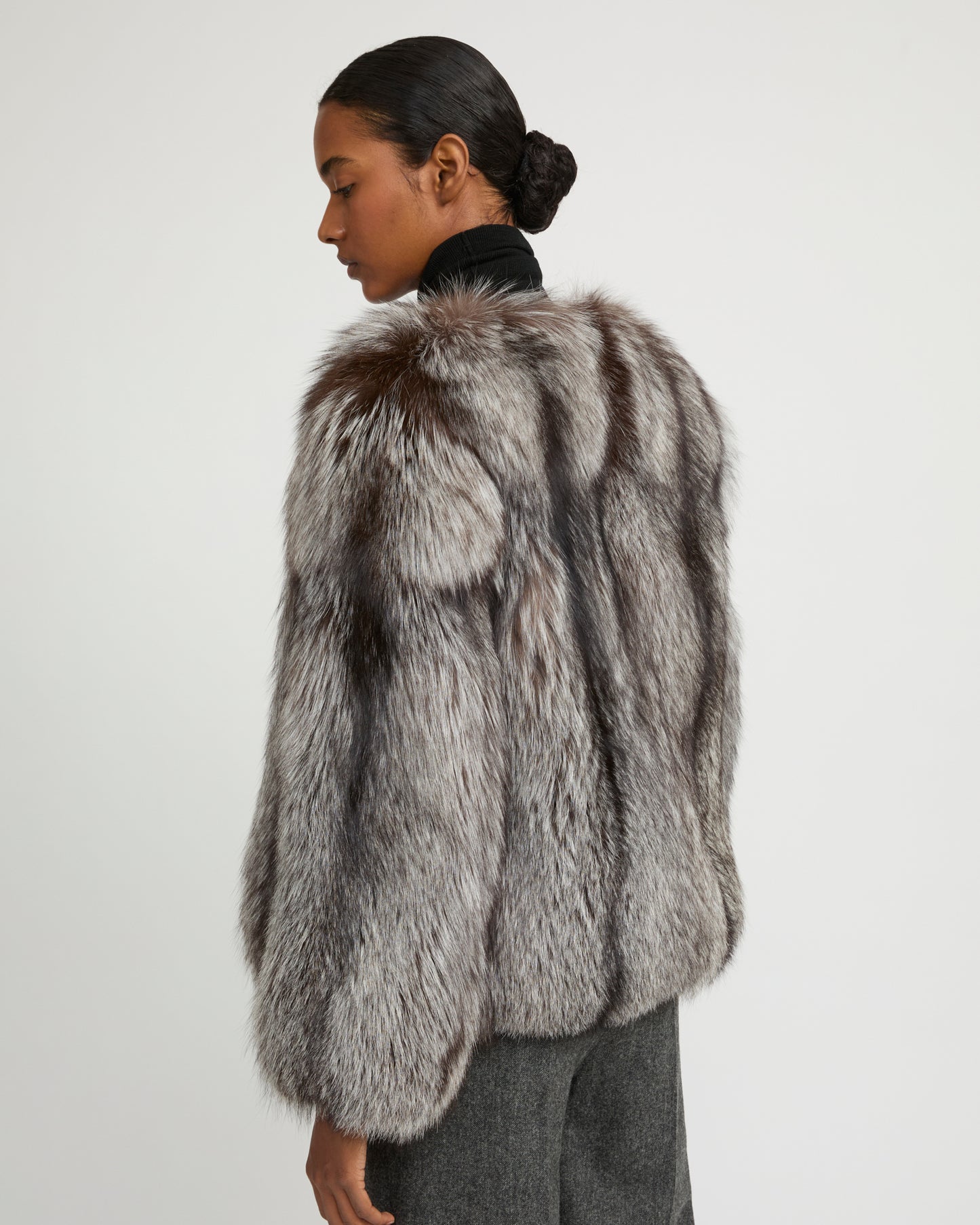 Straight fox fur jacket