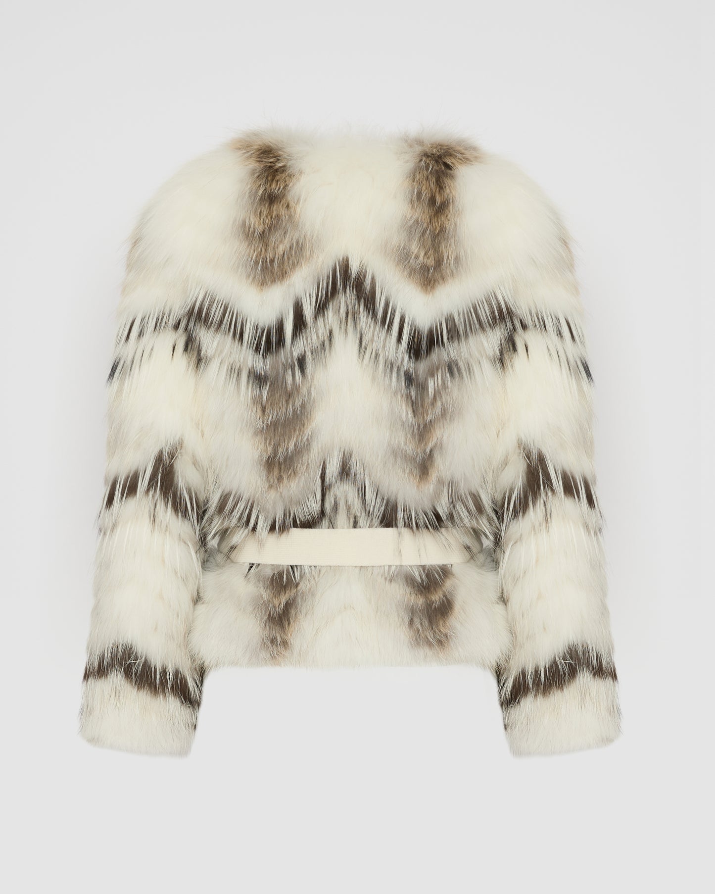 Belted cardigan in merino knit and fox fur -Yves Salomon