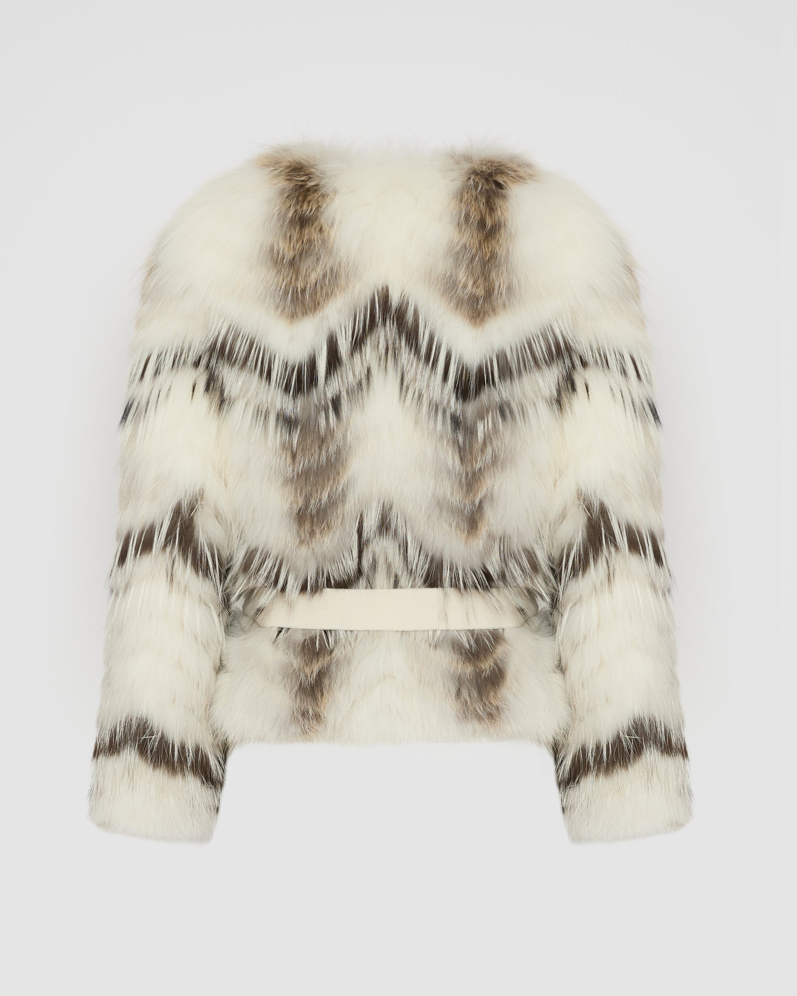 Belted cardigan in merino knit and fox fur -Yves Salomon