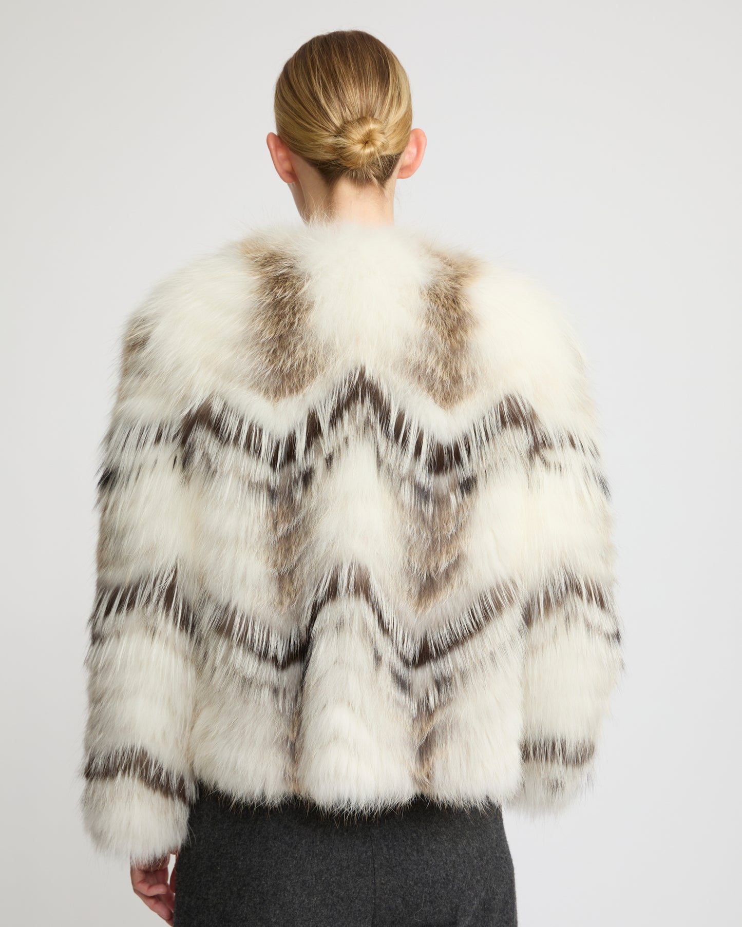 Belted cardigan in merino knit and fox fur -Yves Salomon