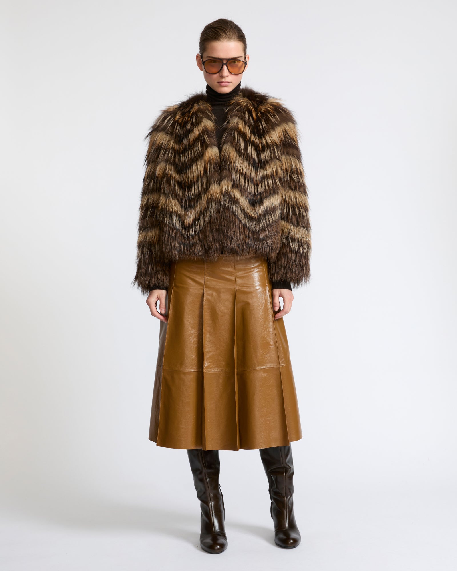 Belted jacket in merino knit and fox fur - Yves Salomon - New Fall Winter Collection