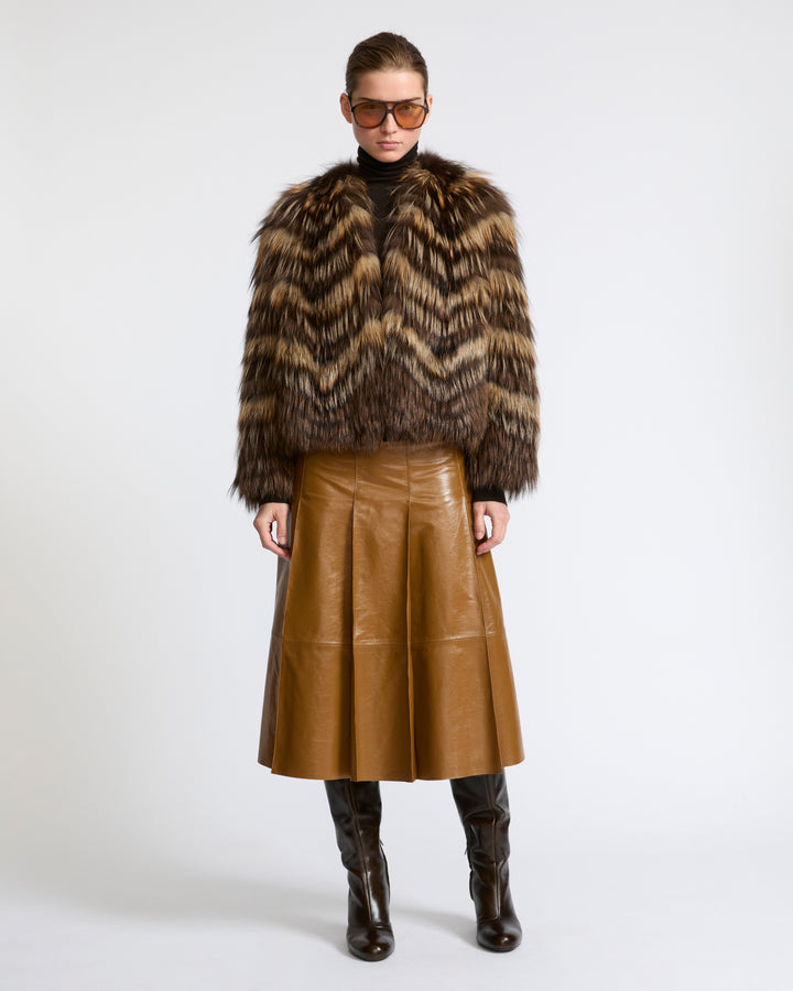 Belted jacket in merino knit and fox fur - Yves Salomon - New Fall Winter Collection