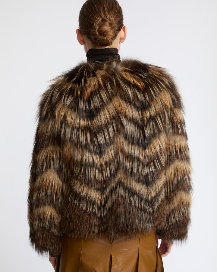 Belted jacket in merino knit and fox fur - Yves Salomon - New Fall Winter Collection