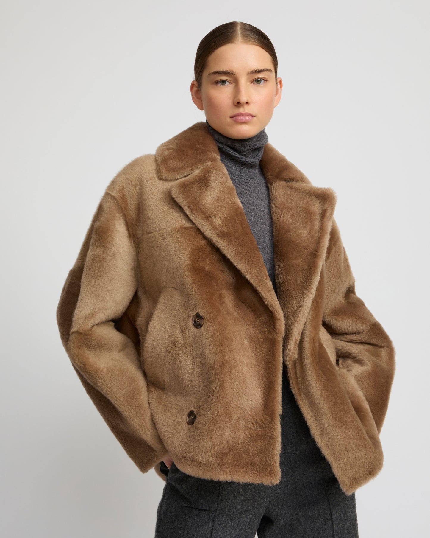 Shearling pea jacket