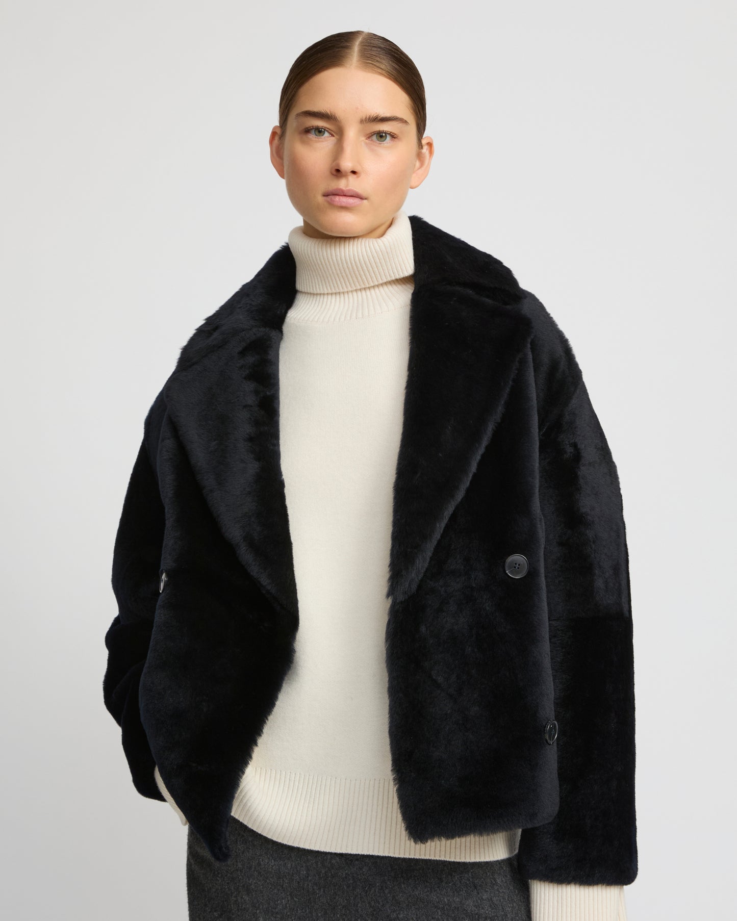 Shearling pea jacket