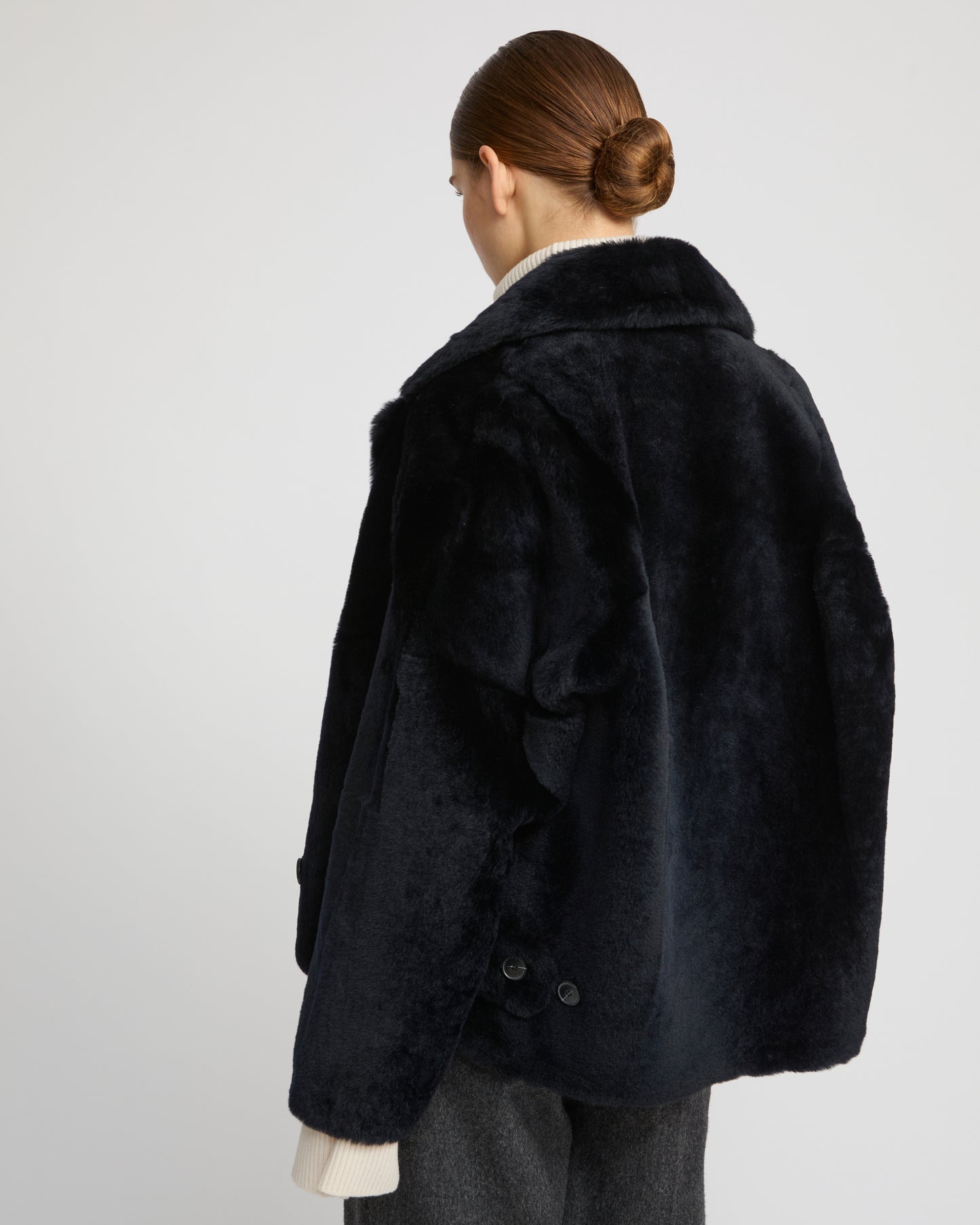 Shearling pea jacket