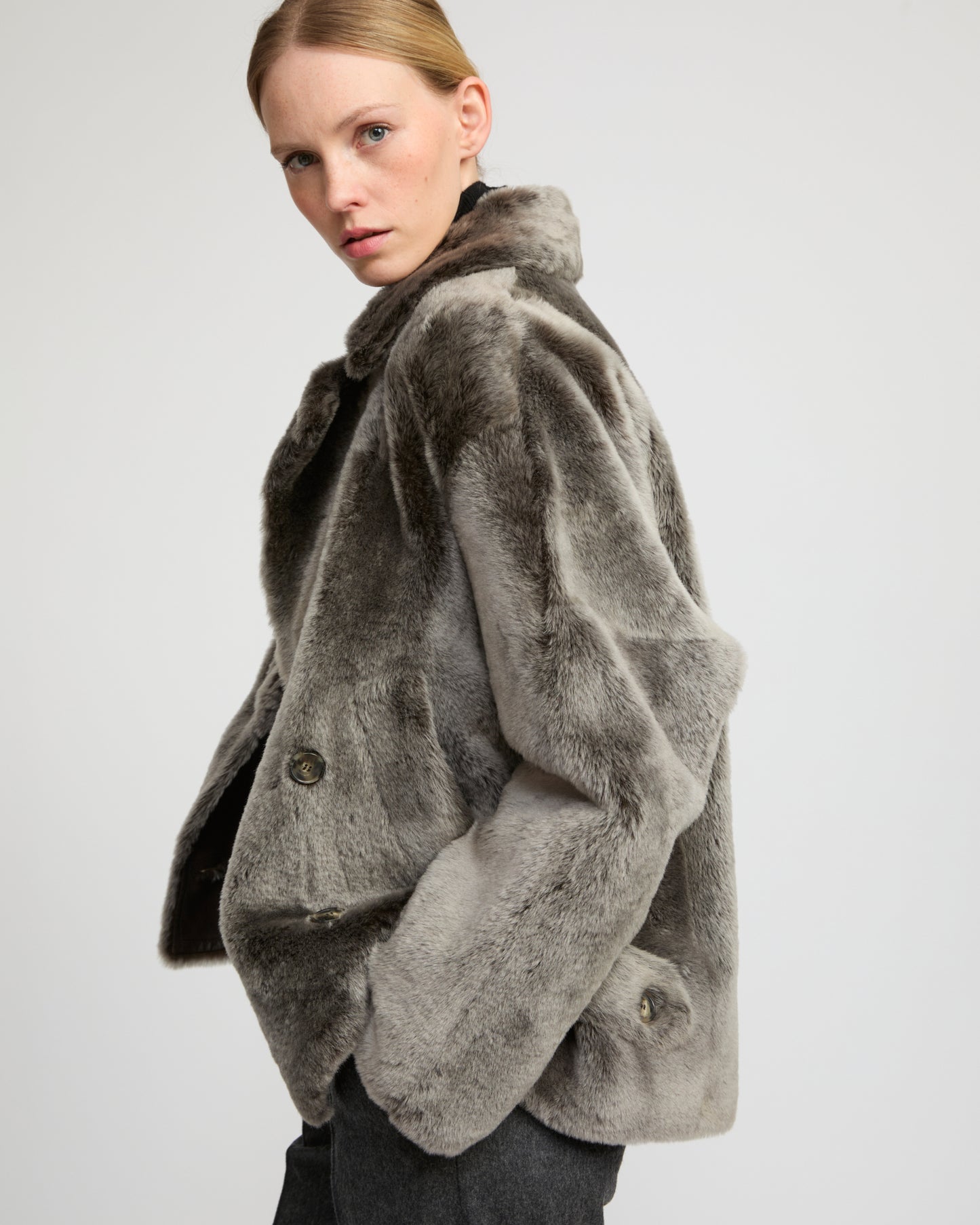 Shearling pea jacket