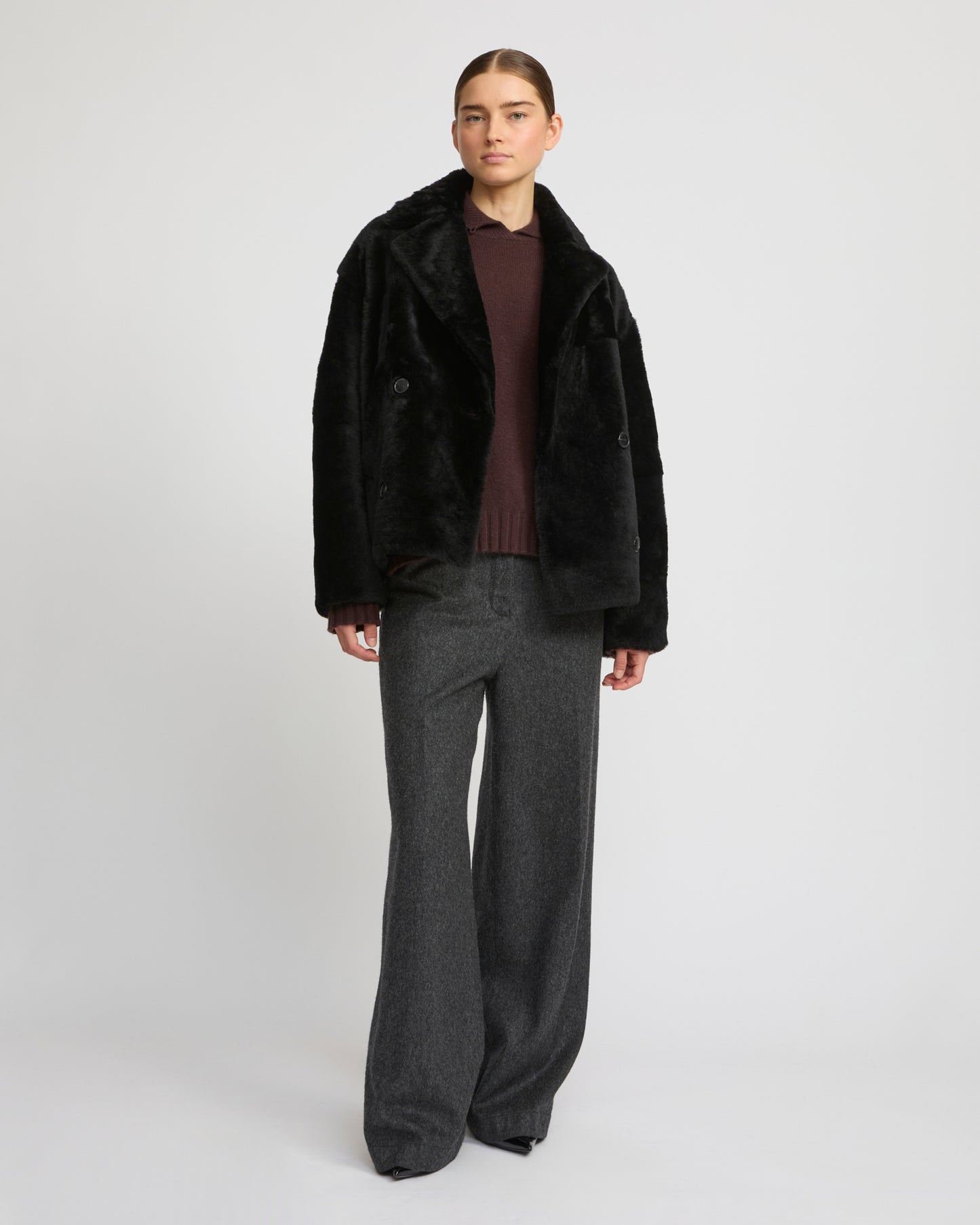 Shearling pea jacket