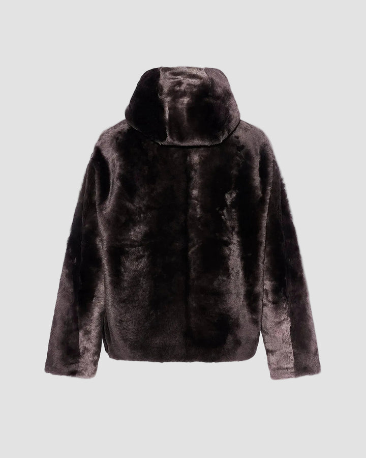 Hooded shearling jacket