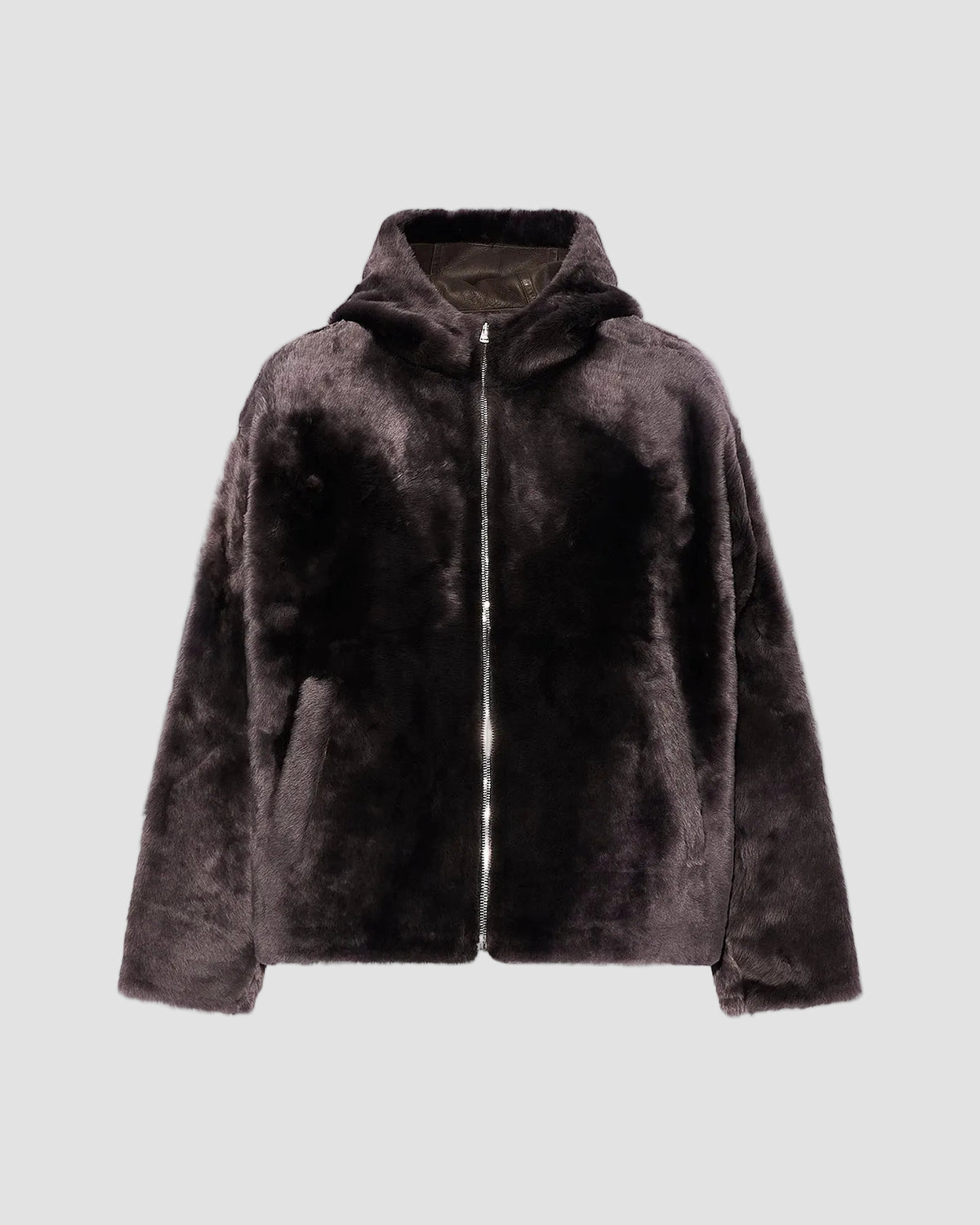 Hooded shearling jacket