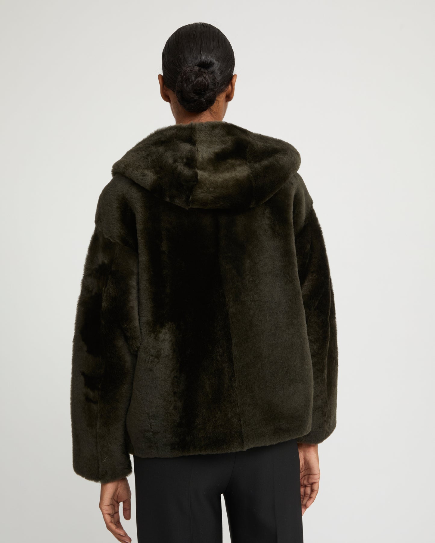 Hooded shearling jacket