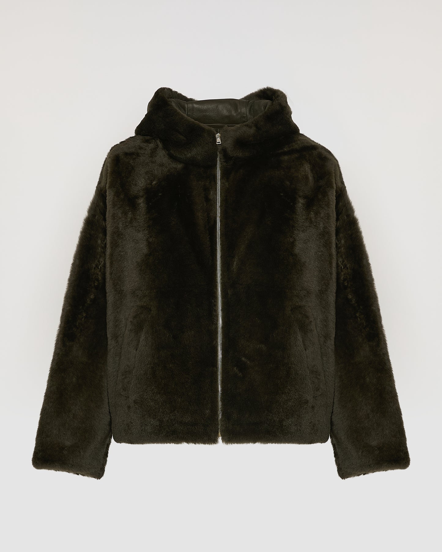 Hooded shearling jacket