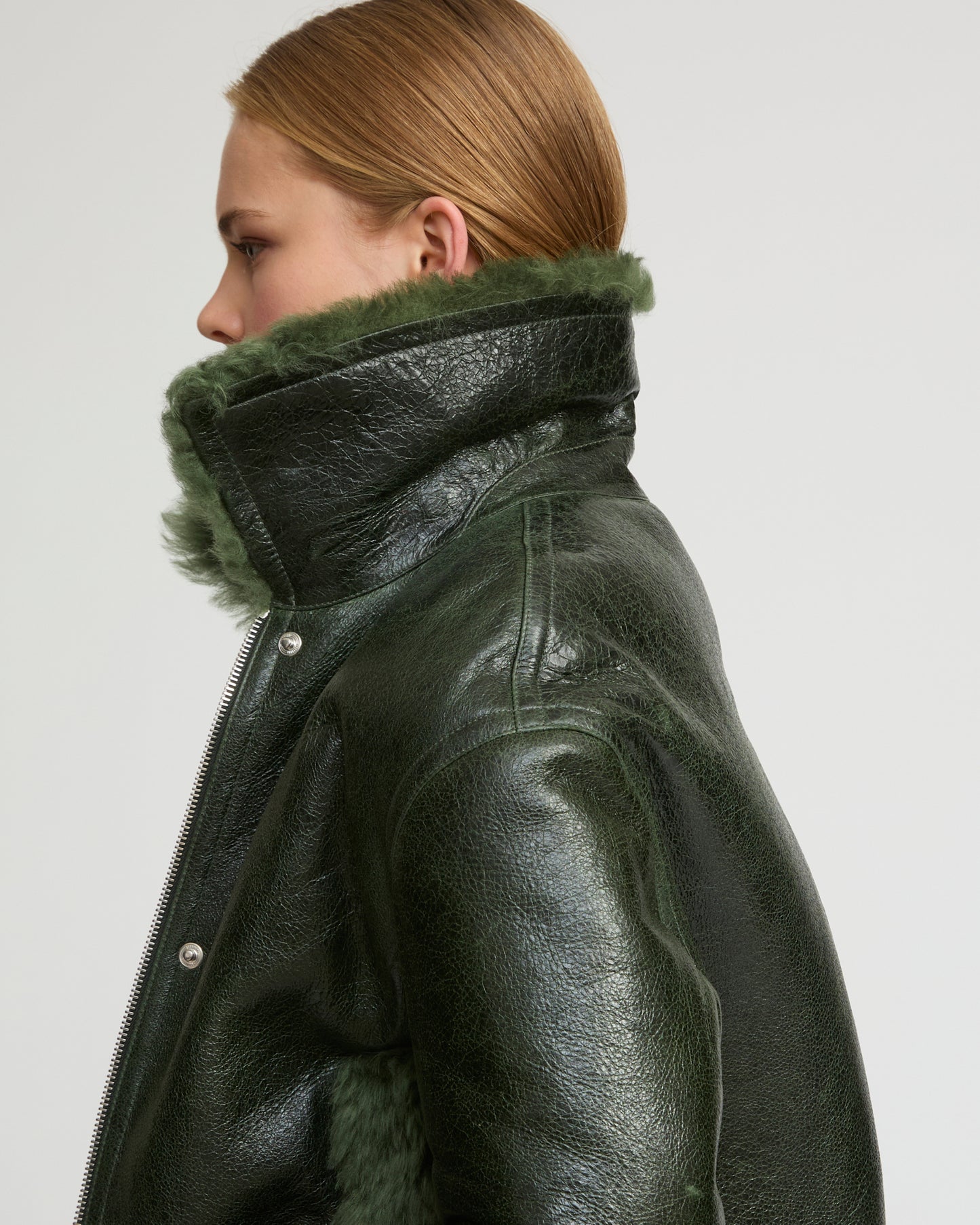 Short jacket in curly Tuscan shearling with vintage finish