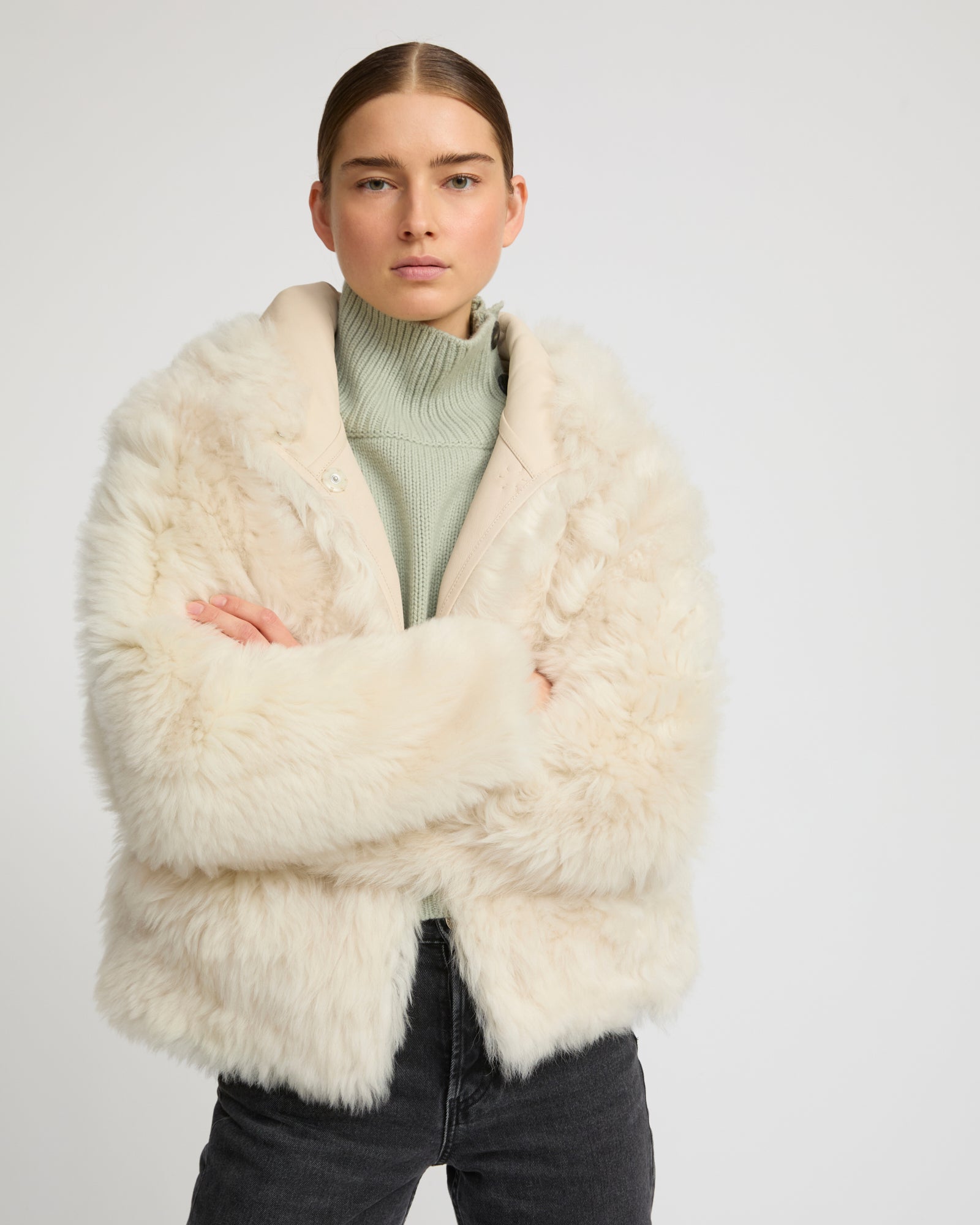 Short hooded jacket in Toscana Folk lambskin -Yves Salomon