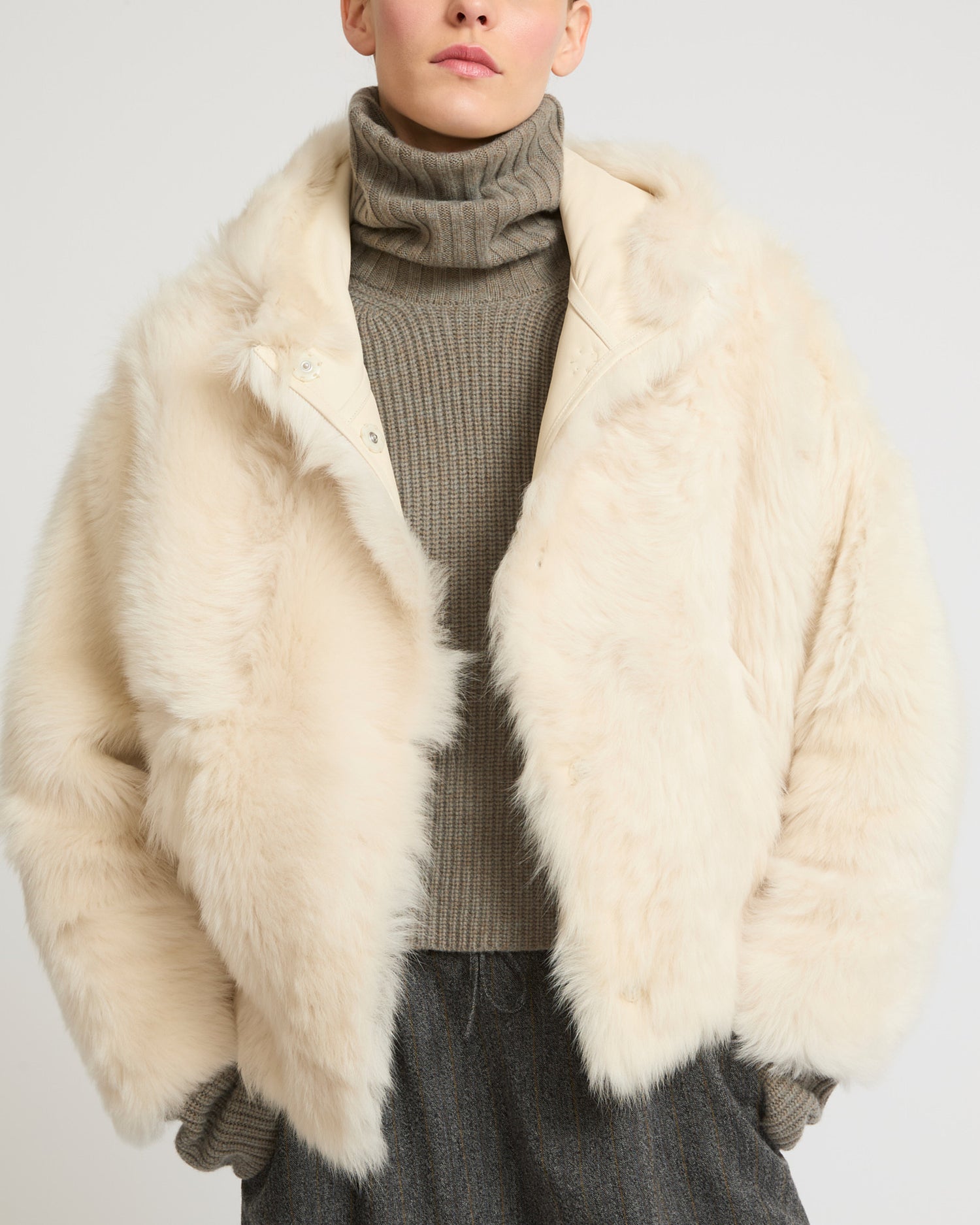 Short hooded jacket in Toscana Folk lambskin - Yves Salomon