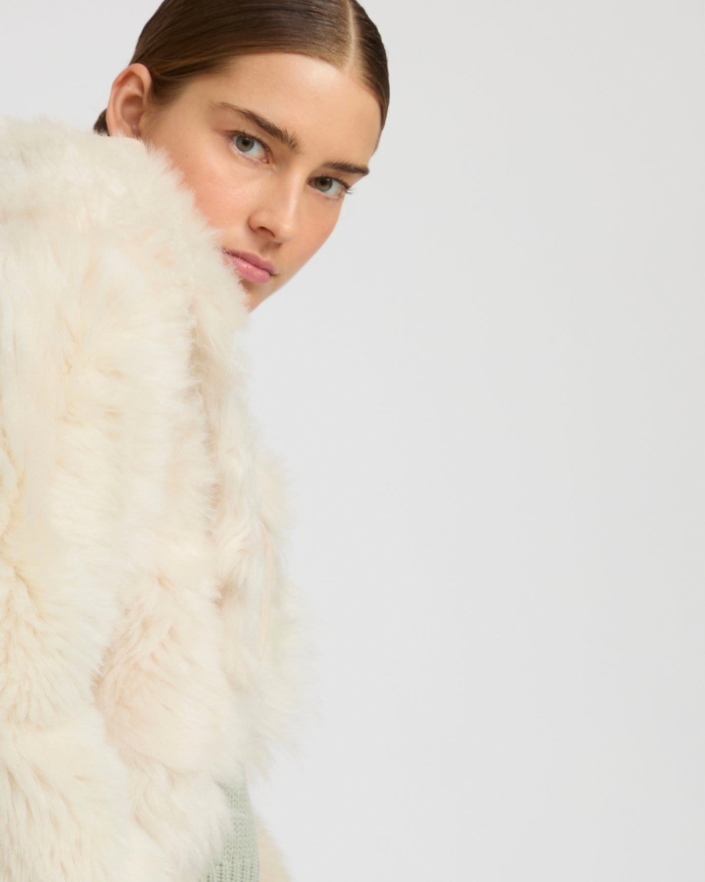 Short hooded jacket in Toscana Folk lambskin
