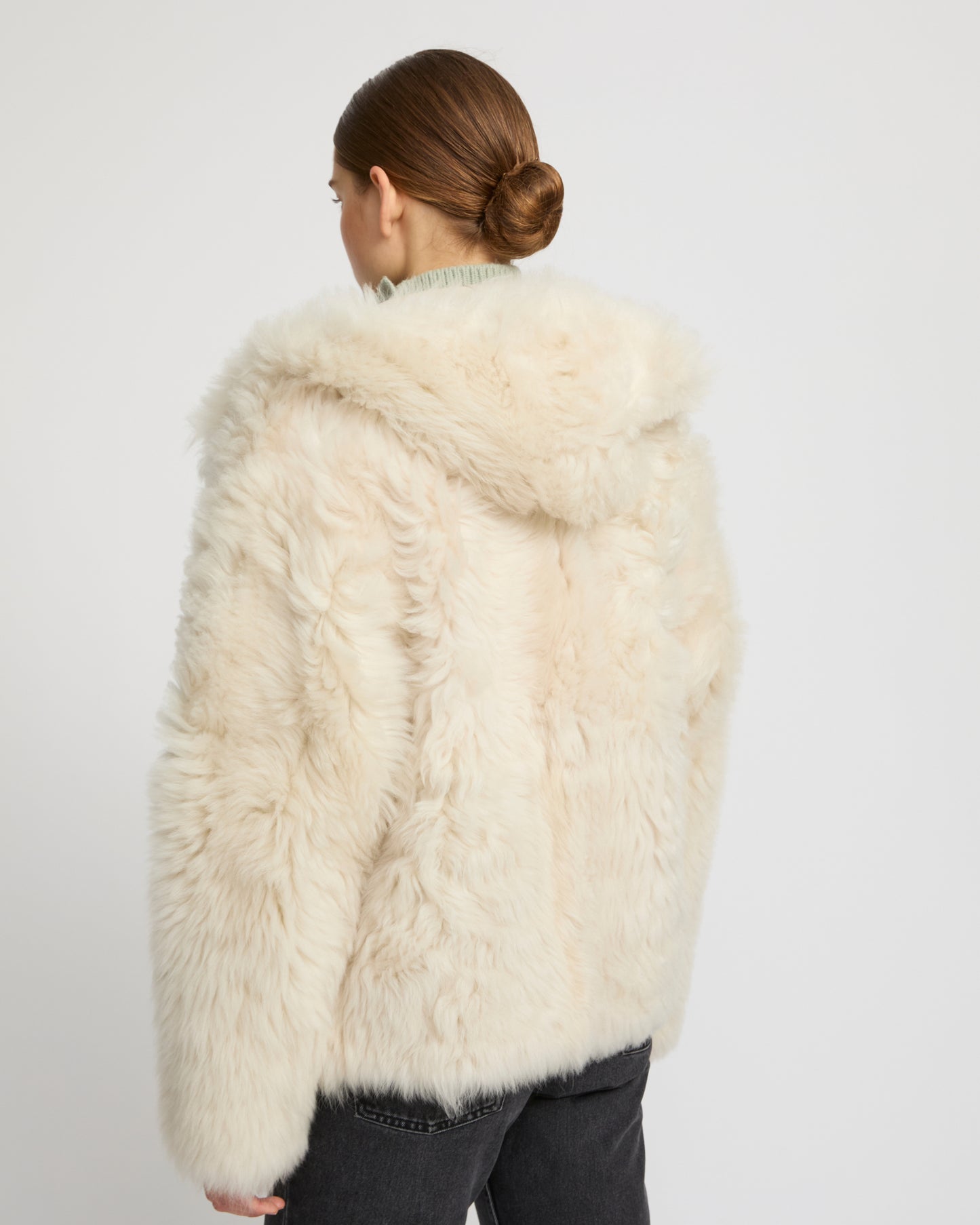 Short hooded jacket in Toscana Folk lambskin