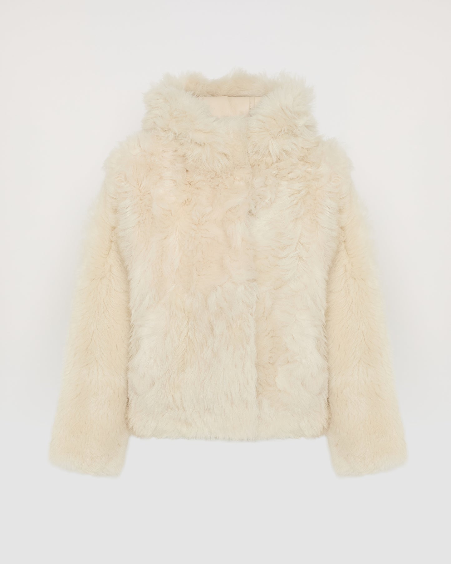 Short hooded jacket in Toscana Folk lambskin