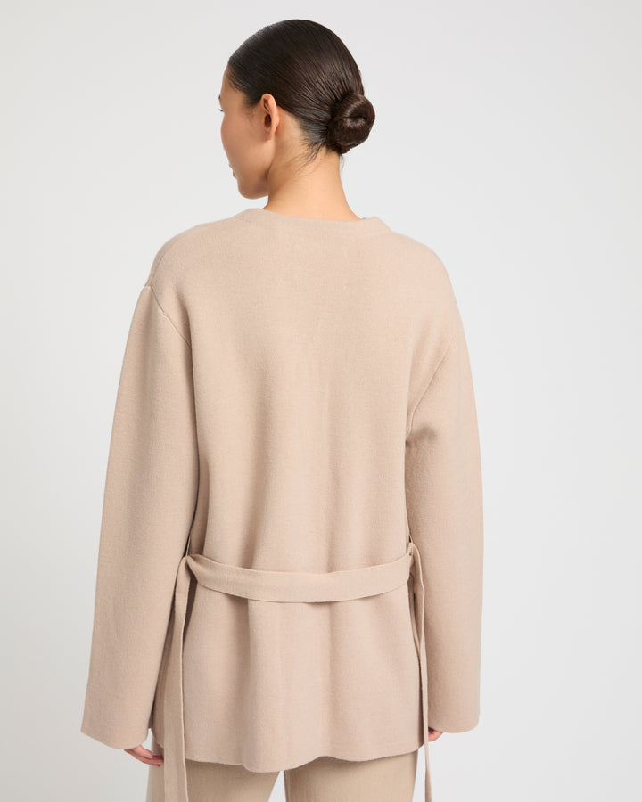Belted knit and mink jacket -Yves Salomon