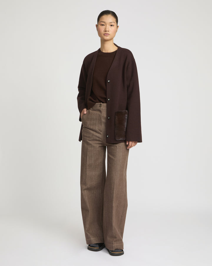 Belted knit and mink jacket -Yves Salomon