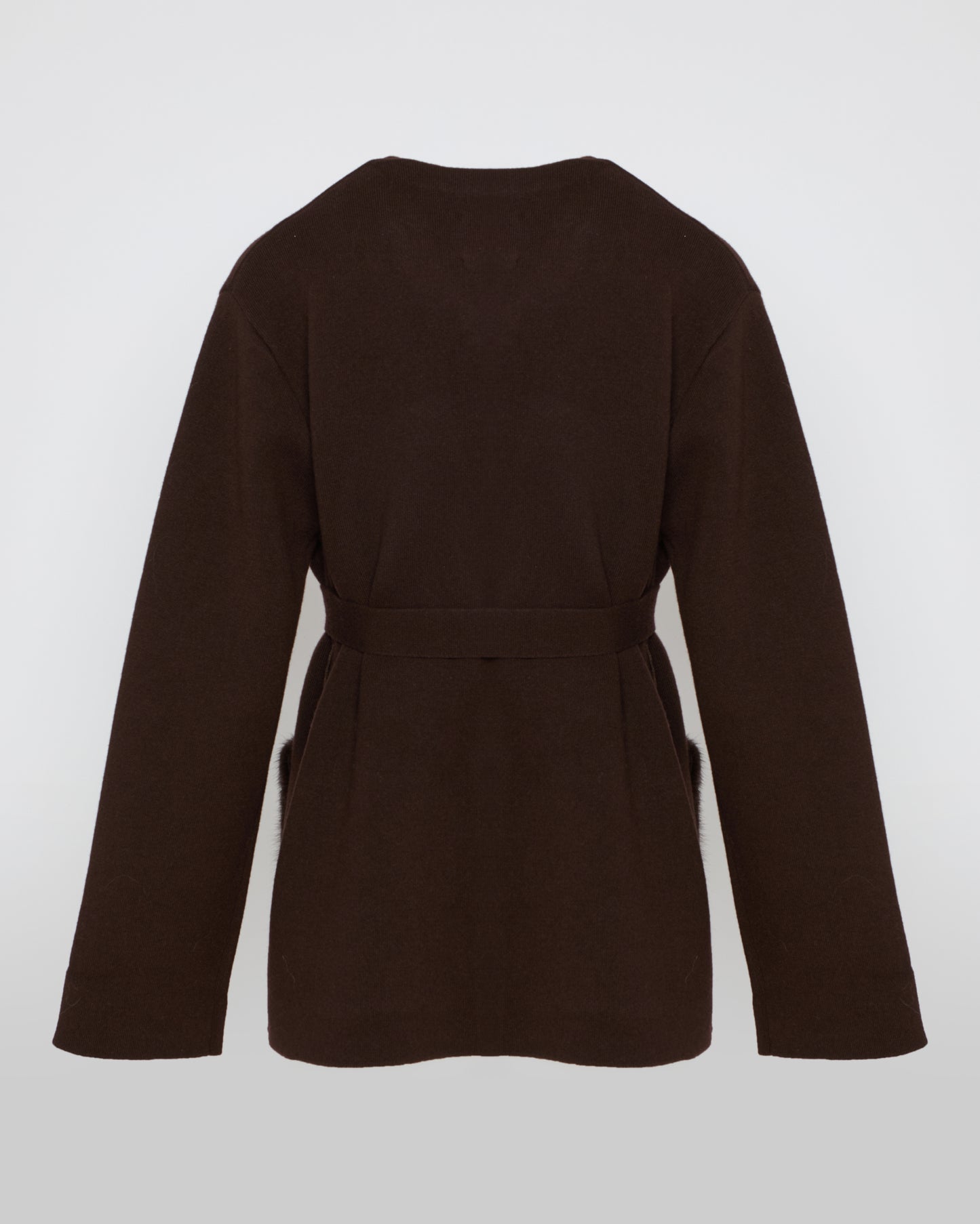 Belted knit and mink jacket