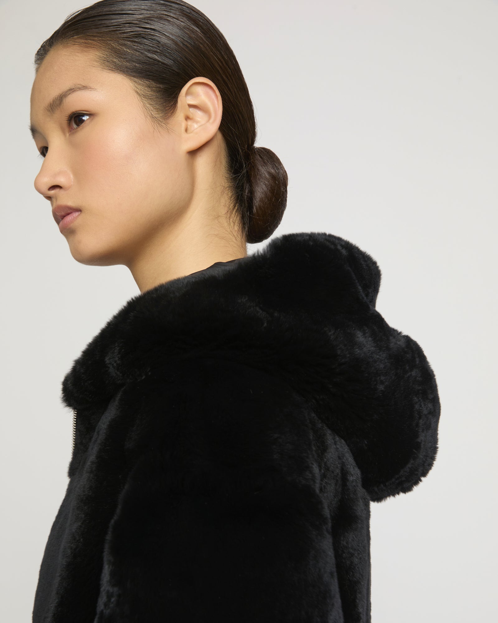 Reversible hooded jacket in rabbit rex fur and technical fabric -Yves Salomon
