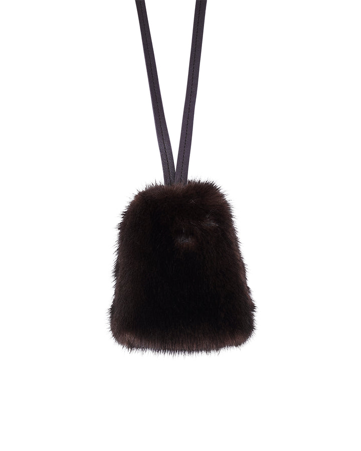 Mink fur and leather key holder