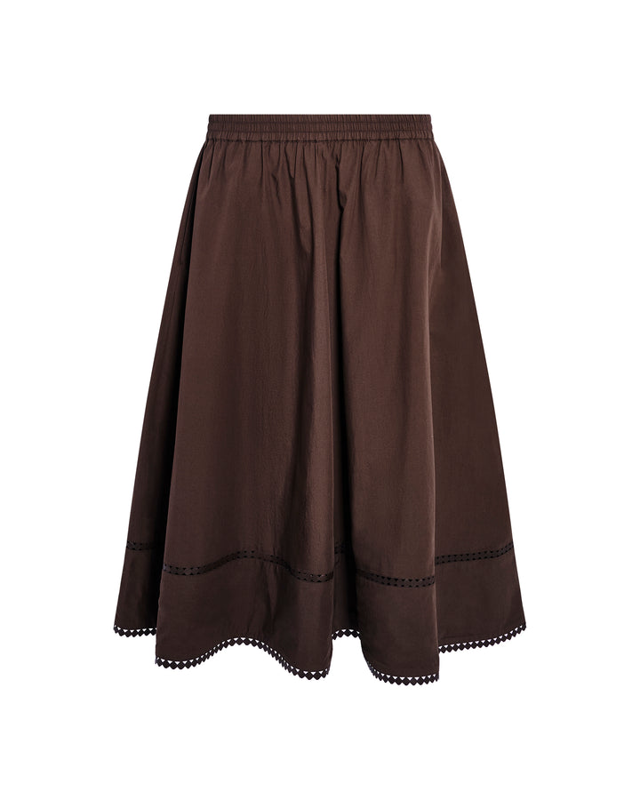 Poplin skirt with leather details