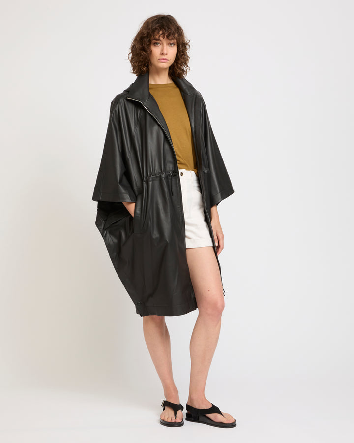 Waterproof lamb leather hooded cape -Yves Salomon - New spring summer collection