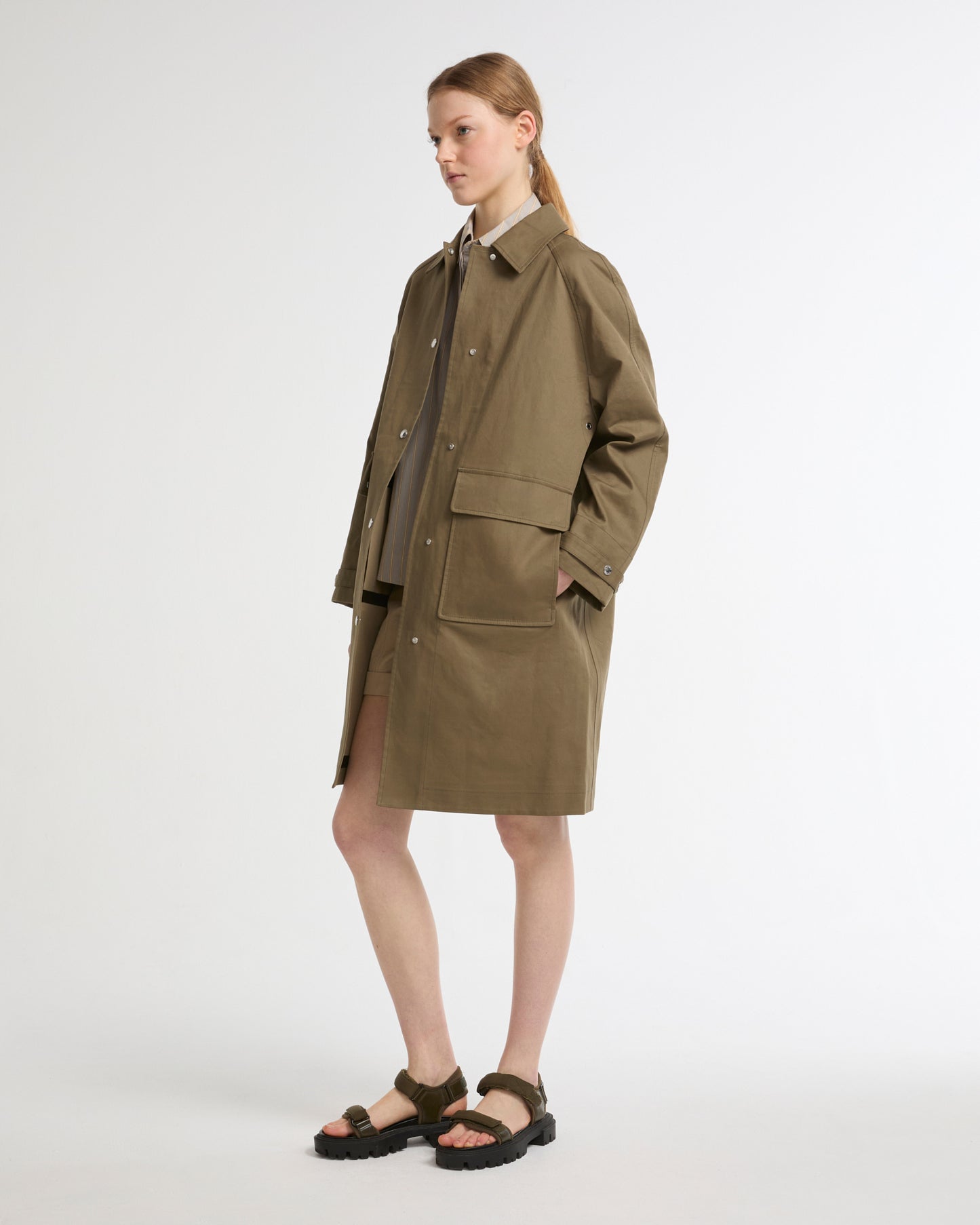 Two-tone double-sided cotton coat -Yves Salomon - New spring summer collection