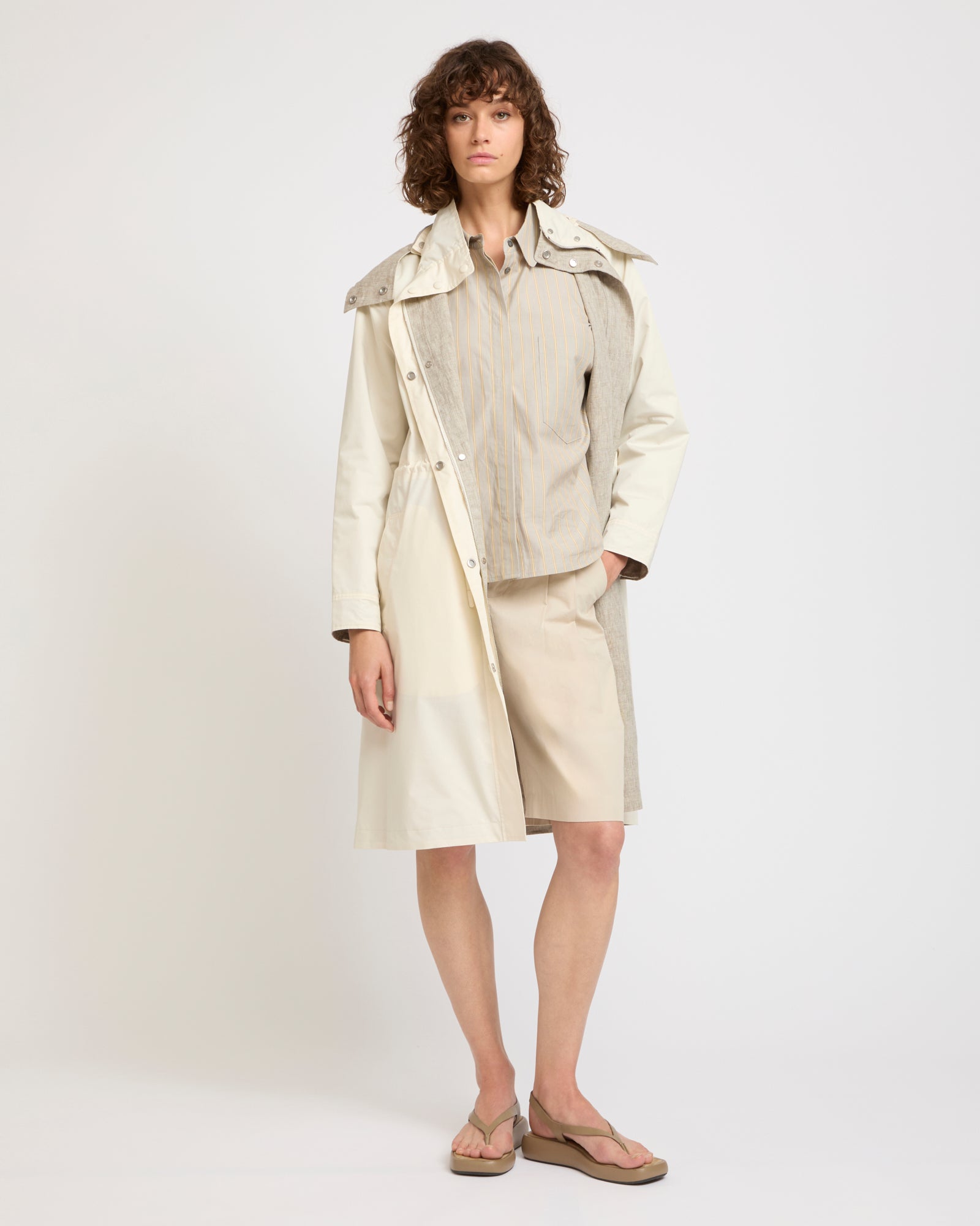 Parka in linen reversible waterproof technical fabric -Yves Salomon - New spring summer collection