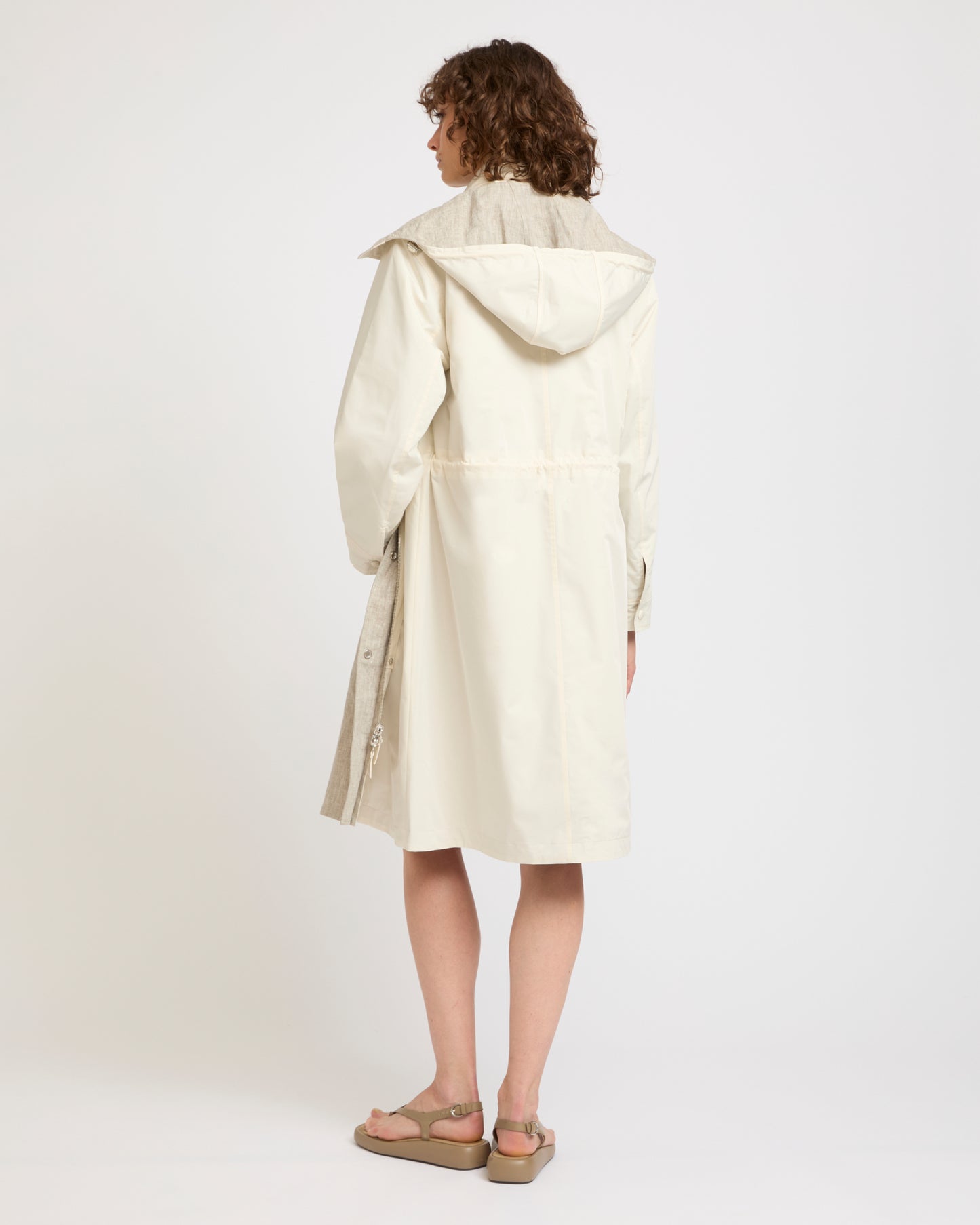 Parka in linen reversible waterproof technical fabric -Yves Salomon - New spring summer collection