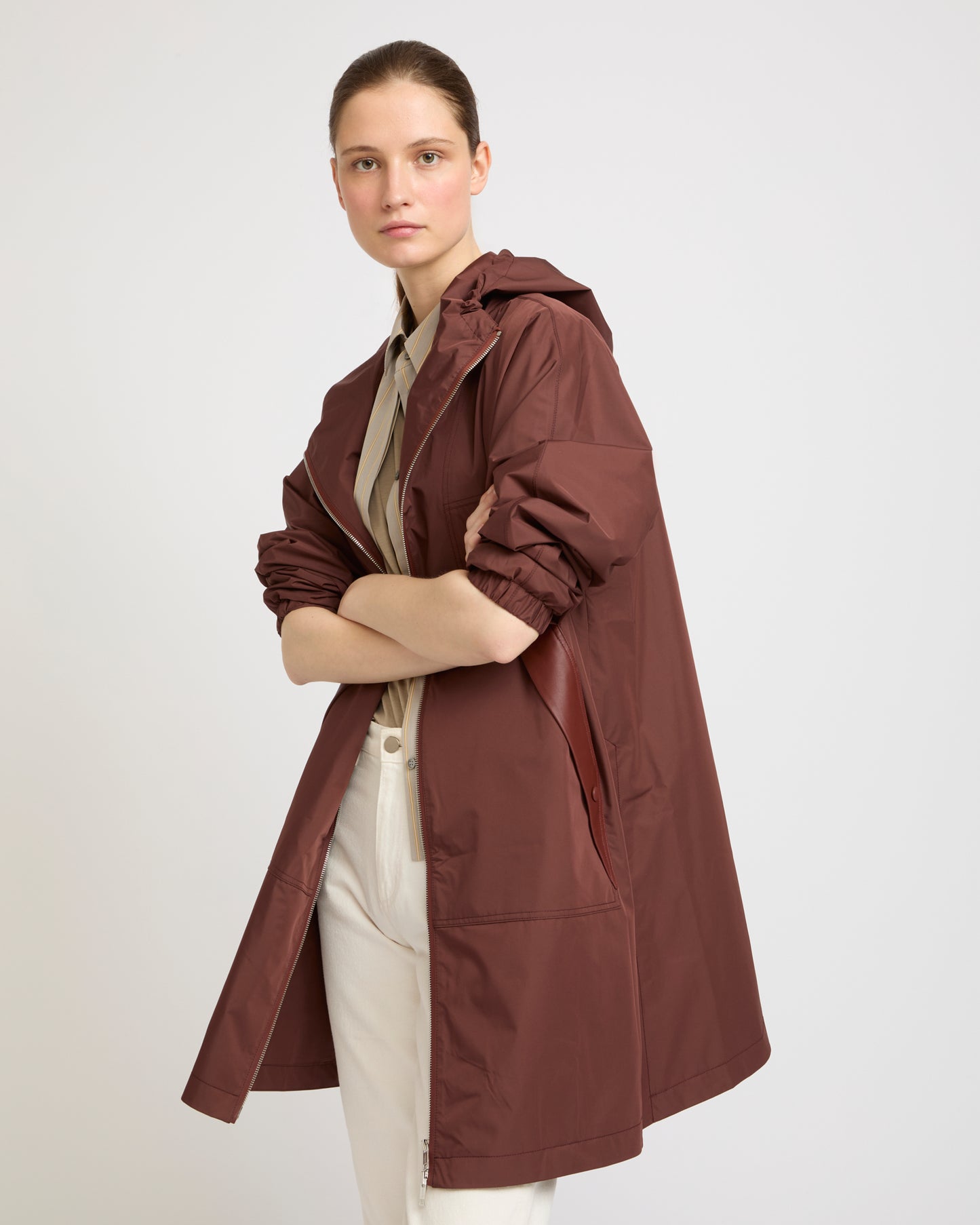 Summer sale - Hooded coat in waterproof technical fabric -Yves Salomon - New spring summer collection
