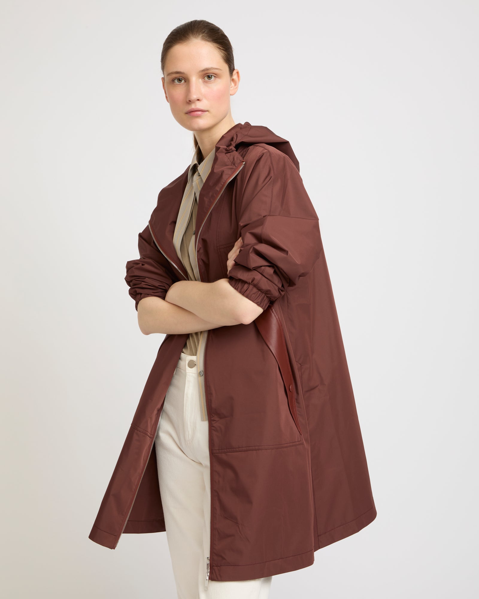 Summer sale - Hooded coat in waterproof technical fabric -Yves Salomon - New spring summer collection
