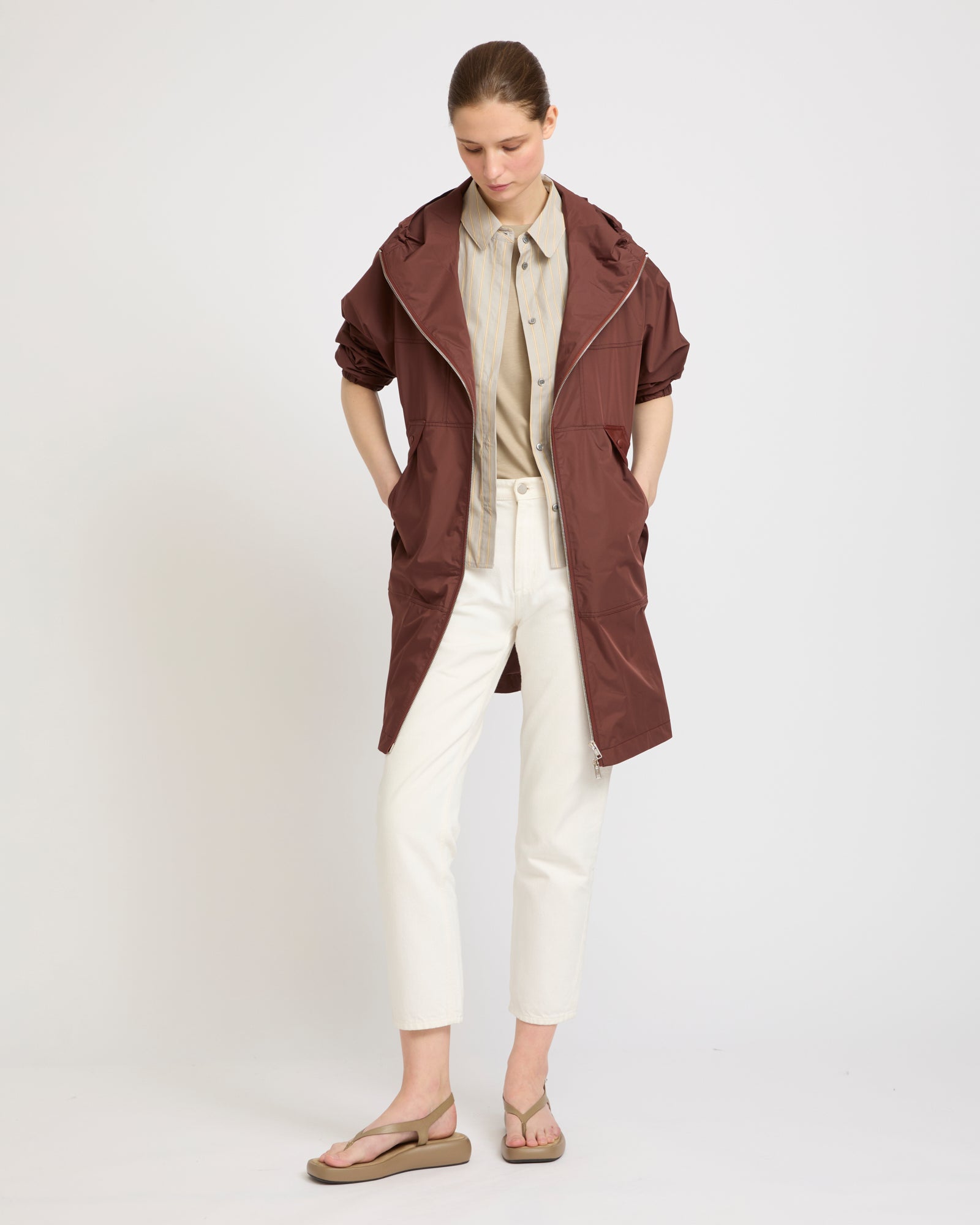 Summer sale - Hooded coat in waterproof technical fabric -Yves Salomon - New spring summer collection